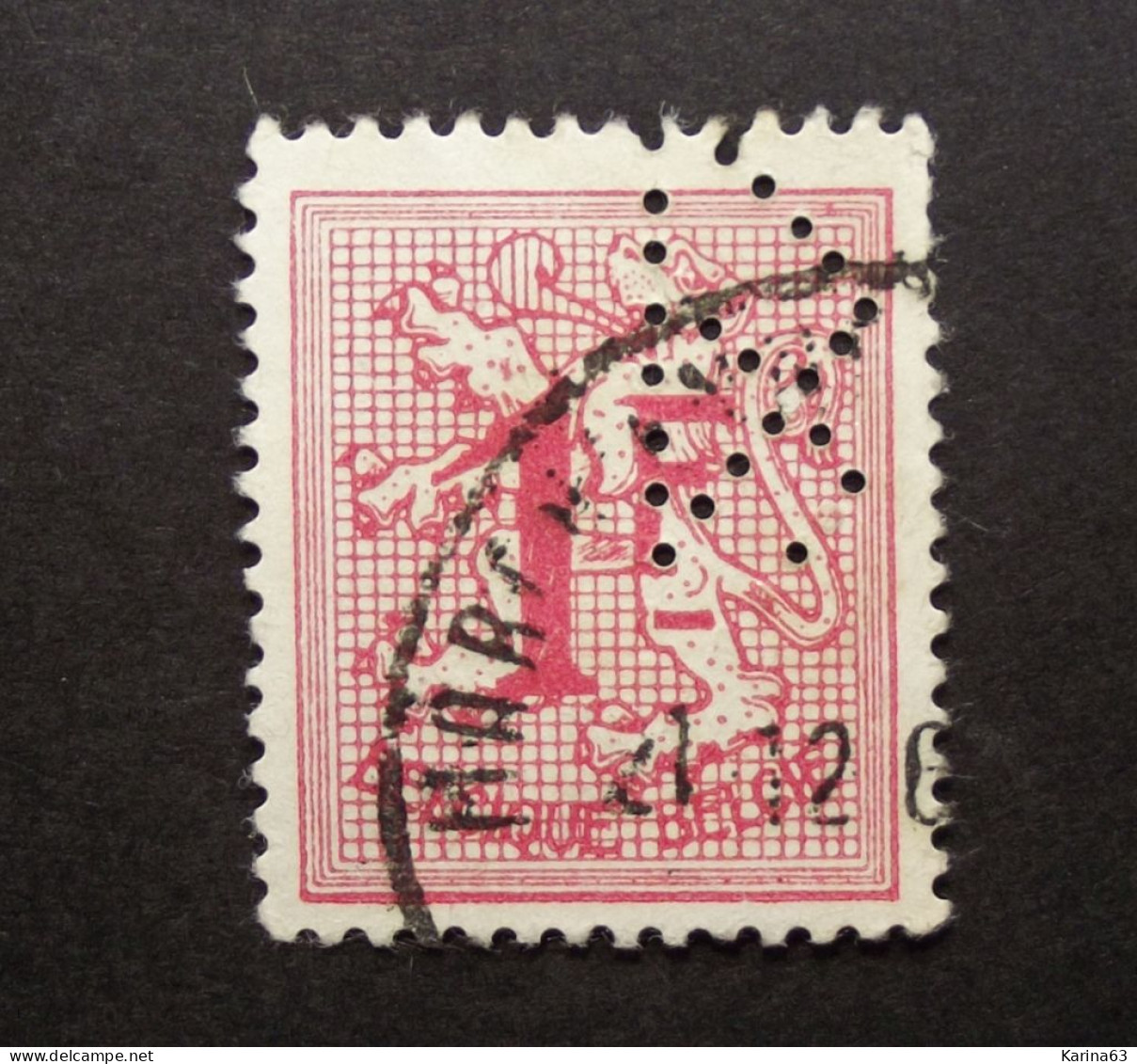 België - Belgique  Perfin - Perforé - 2 Triangles  -  COB 1027 Cancelled - 1951-..