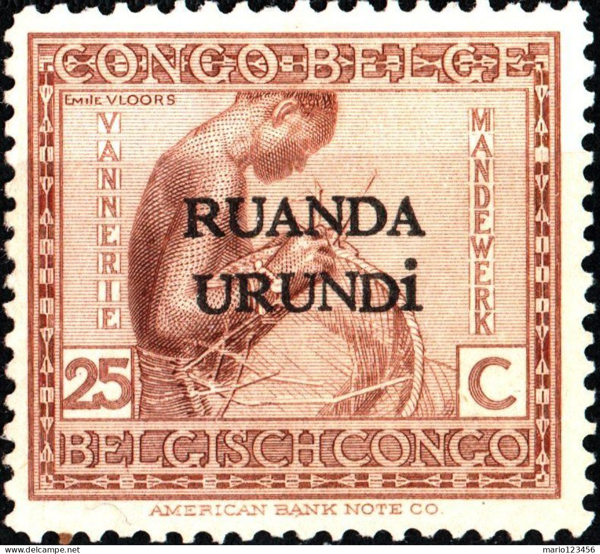 RUANDA-URUNDI, RITRATTI DI INDIGENI, 1924, NUOVI (MLH*) Mi:RW-U 6I, Scott:RW-U 11, Yt:RW-U 54 - Unused Stamps