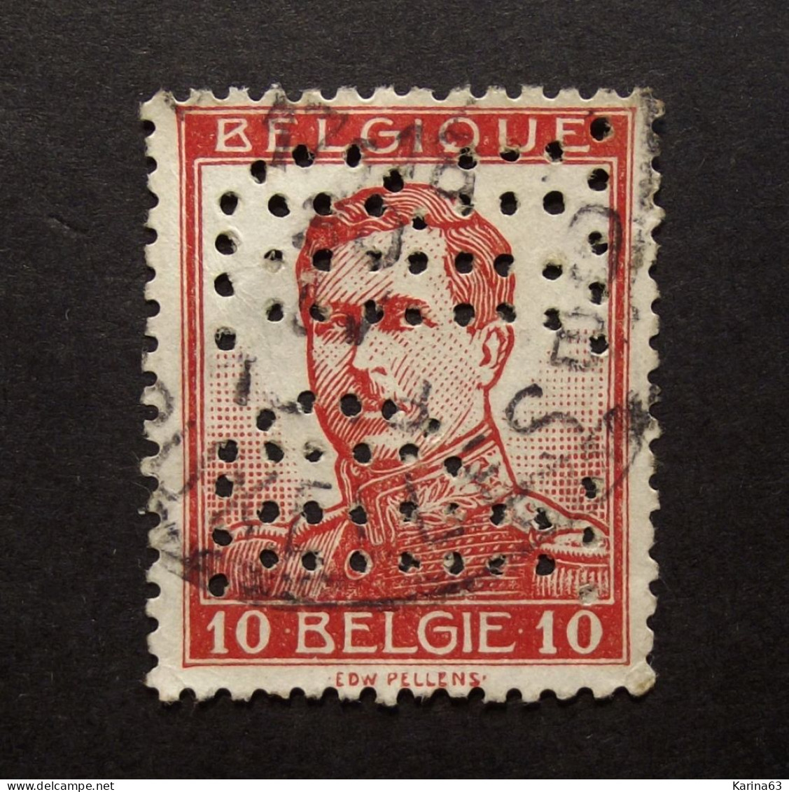 België - Belgique  Perfin - Perforé - P R - Cie D'Assurance Les Propriétaires Réunies, Liège - COB 123 Cancelled - 1909-34