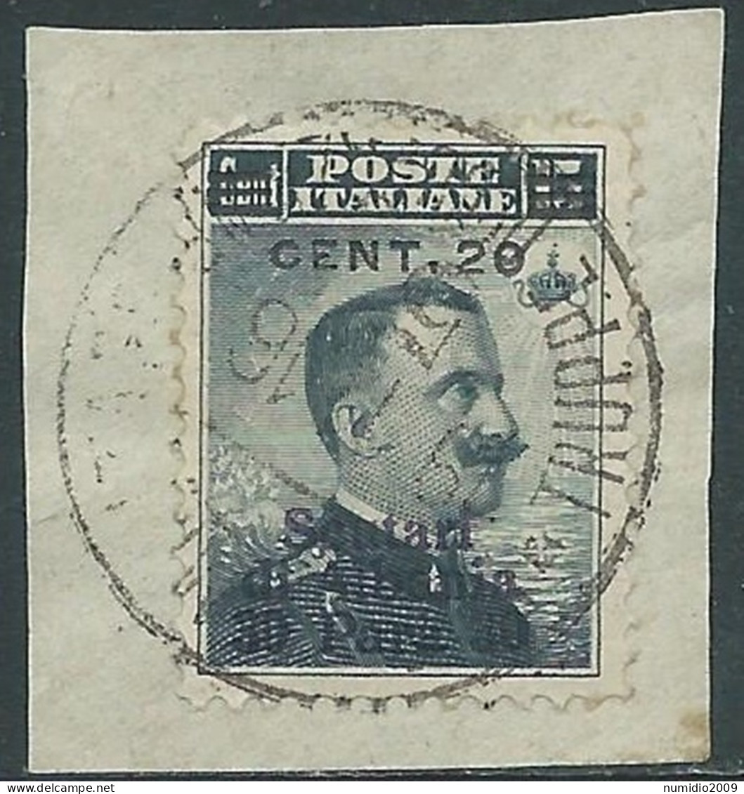 1916 LEVANTE SCUTARI D'ALBANIA USATO 20 CENT SU 30 PA SU 15 CENT - SV27-9 - Europa- Und Asienämter