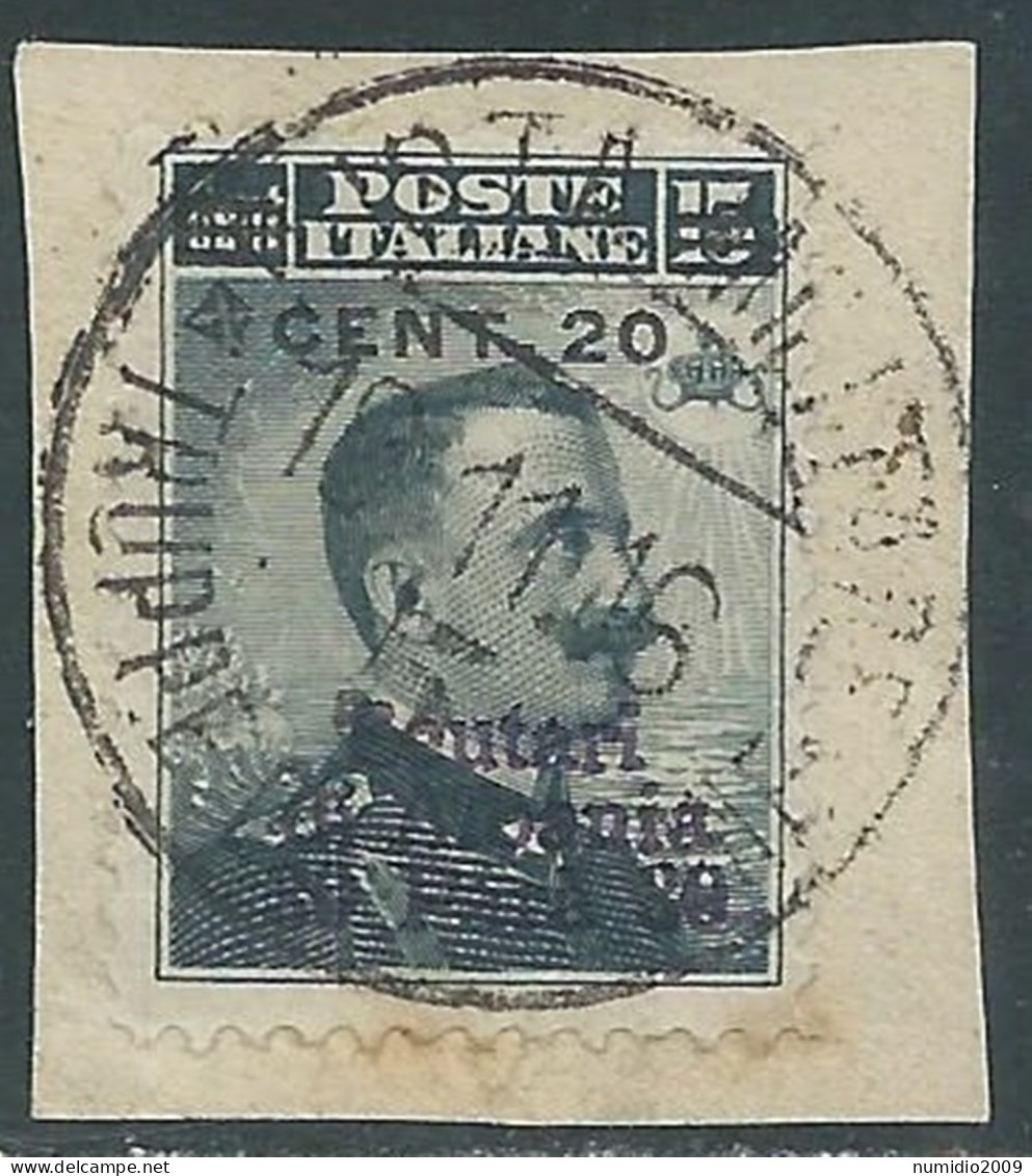 1916 LEVANTE SCUTARI D'ALBANIA USATO 20 CENT SU 30 PA SU 15 CENT - SV27-7 - Europa- Und Asienämter