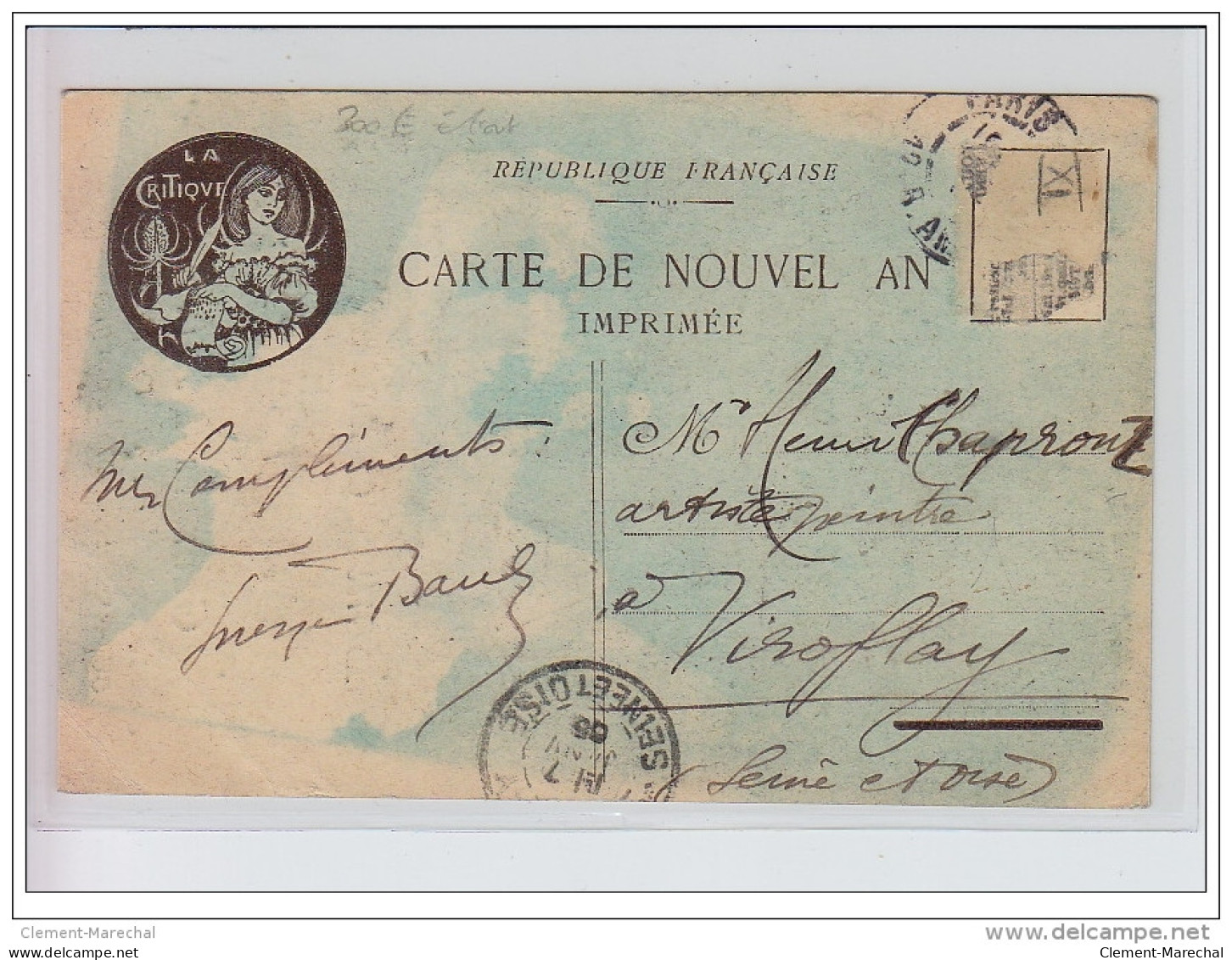 CHERET Jules : Carte Postale Illustrée Pour Les Voeux De 1905 De Georges BANS Envoyée A  L'illustrateur Henri CHAPRONT - - Chéret