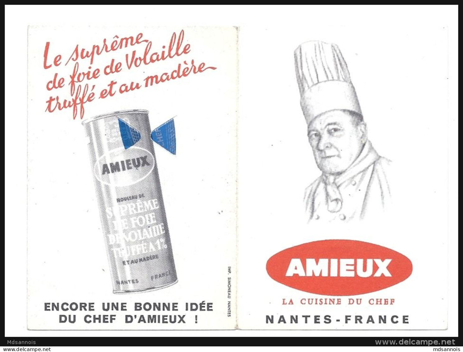 AMIEUX La Cuisine Du Chef Nantes Votre Caractère Dévoilé Petit Poisson Suprême De Foie De Volaille - Autres & Non Classés