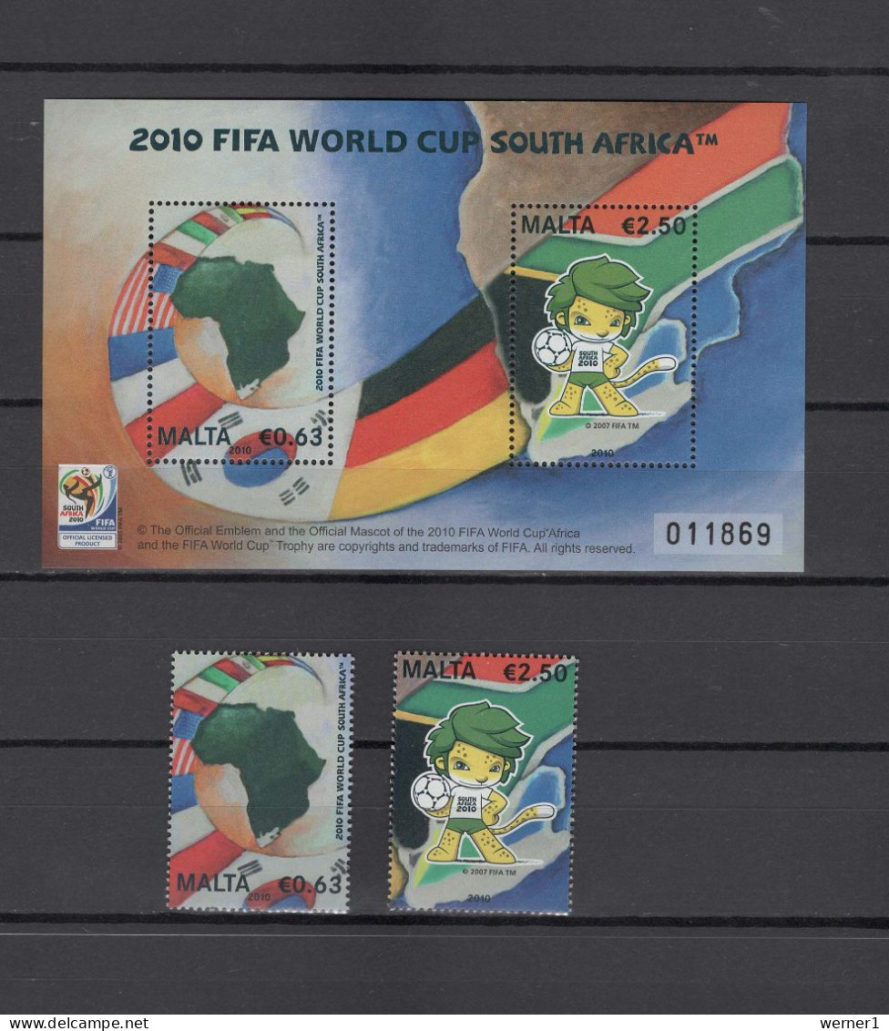 Malta 2010 Football Soccer World Cup Set Of 2 + S/s MNH - 2010 – Sud Africa