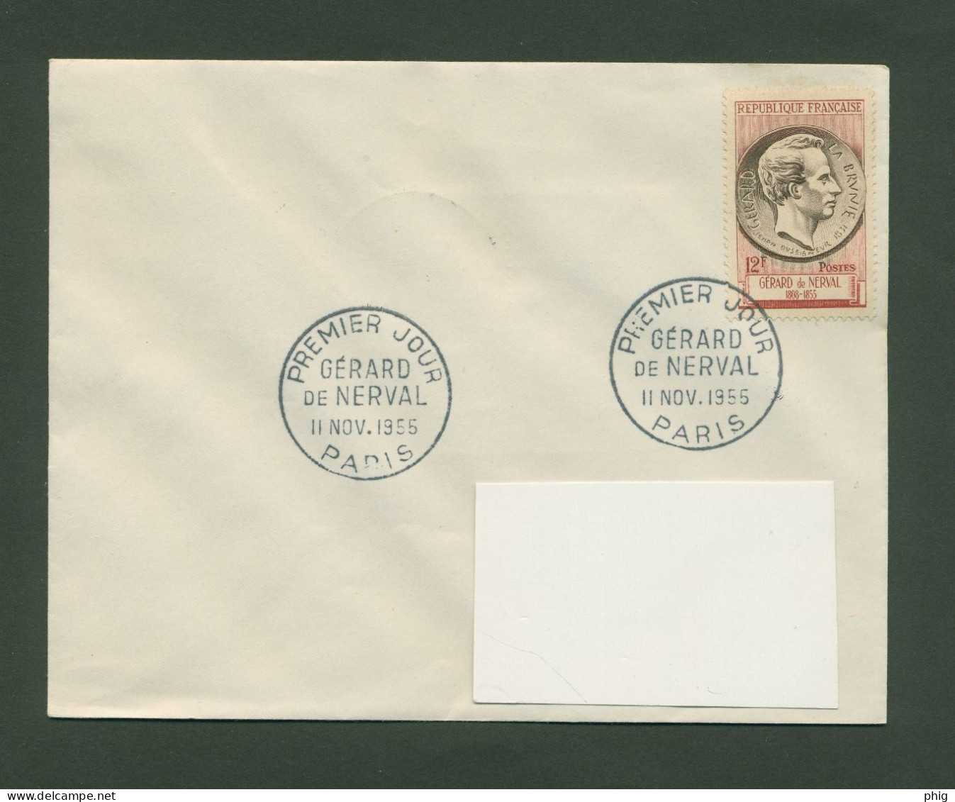 FR - SUR ENVELOPPE - 1ER JOUR  - TIMBRE N°1043 DE 1955 " CENTENAIRE MORT DE GERARD DE NERVAL (ECRIVAIN)  "  - ETAT** - 1950-1959