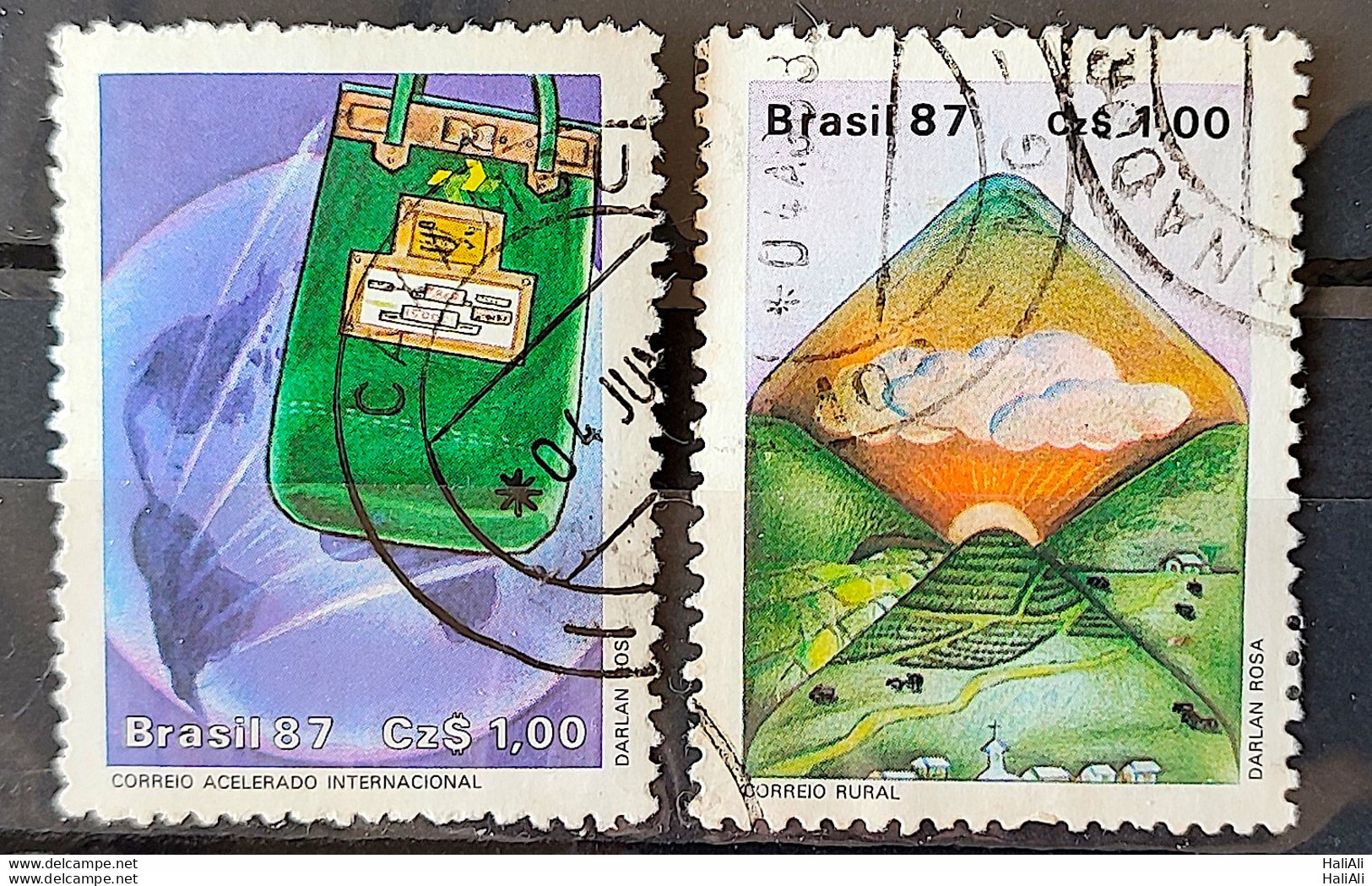 C 1545 Brazil Stamp Postal Service Malote Letter 1987 Complete Series Circulated 6 - Gebraucht