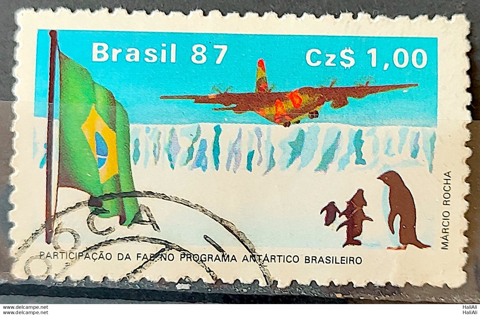 C 1544 Brazil Stamp Brazilian Air Force Antartida Airplane Bird Bird Penguin 1987 Circulated 4 - Gebraucht