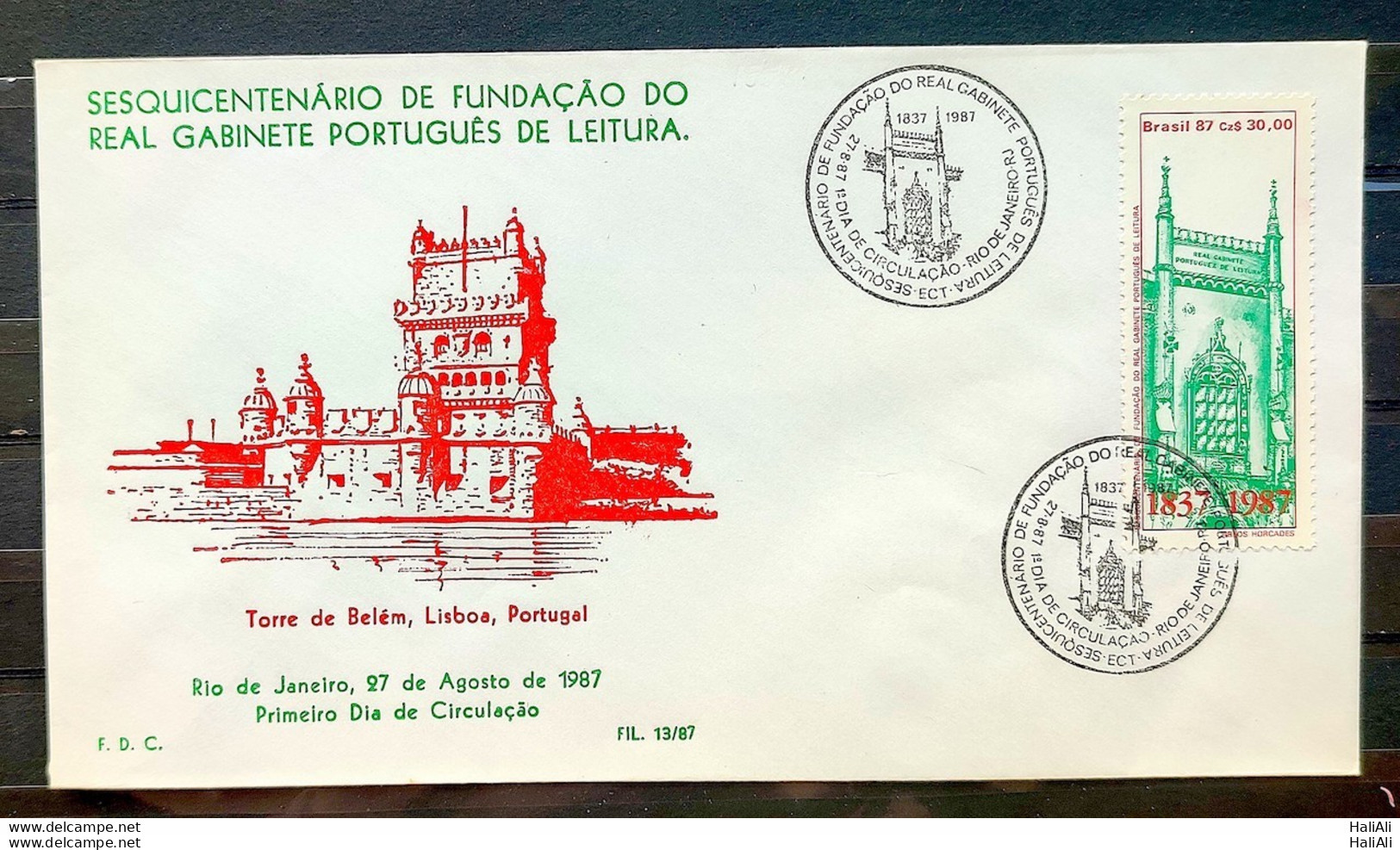 Brazil Envelope PVT FIL 013 1987 Real Portuguese Cabinet Reading Education CBC RJ - FDC