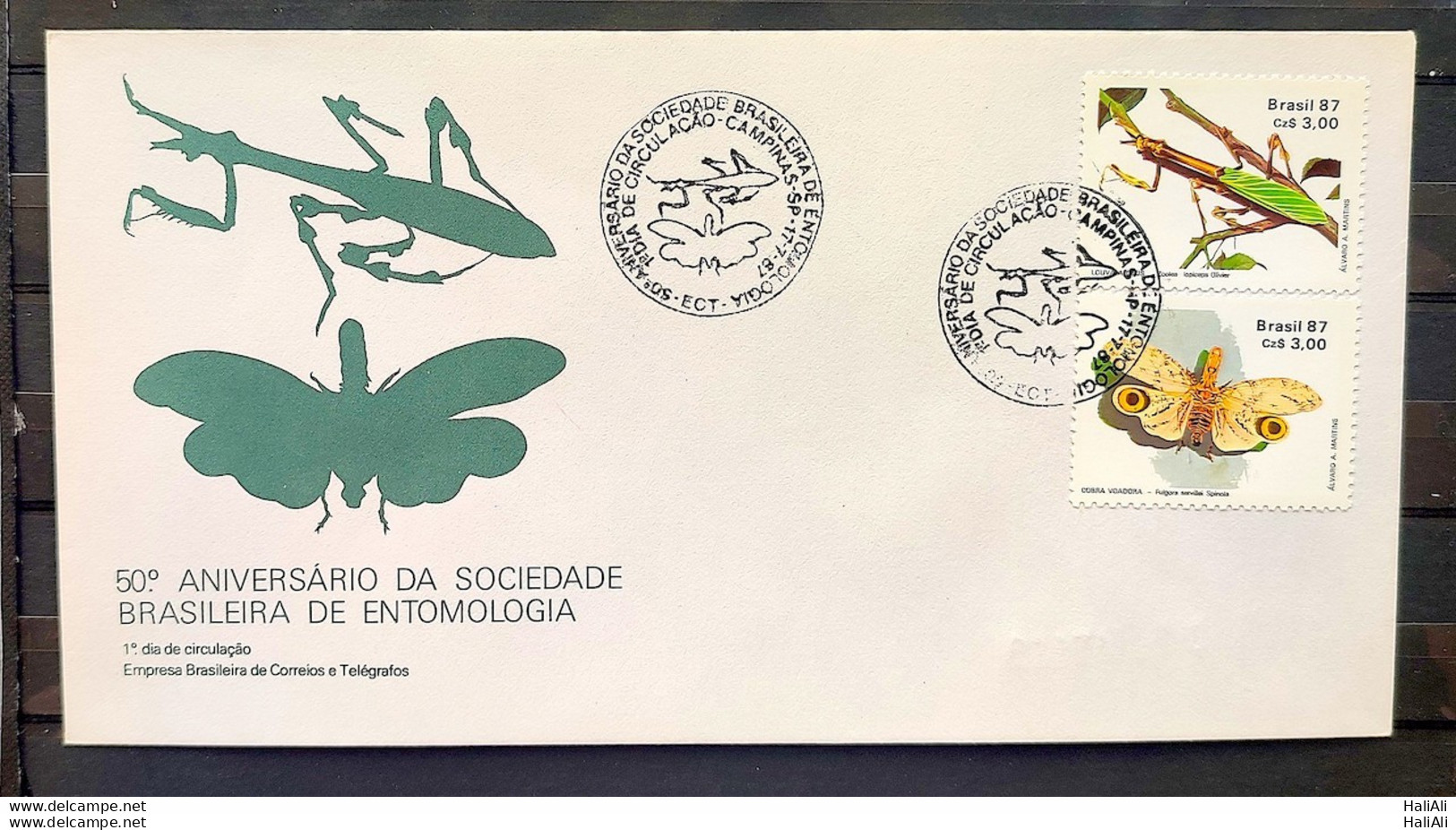 Brazil Envelope FDC 425 1987 Praise God Butterfly Insect CBC SP 1 - FDC