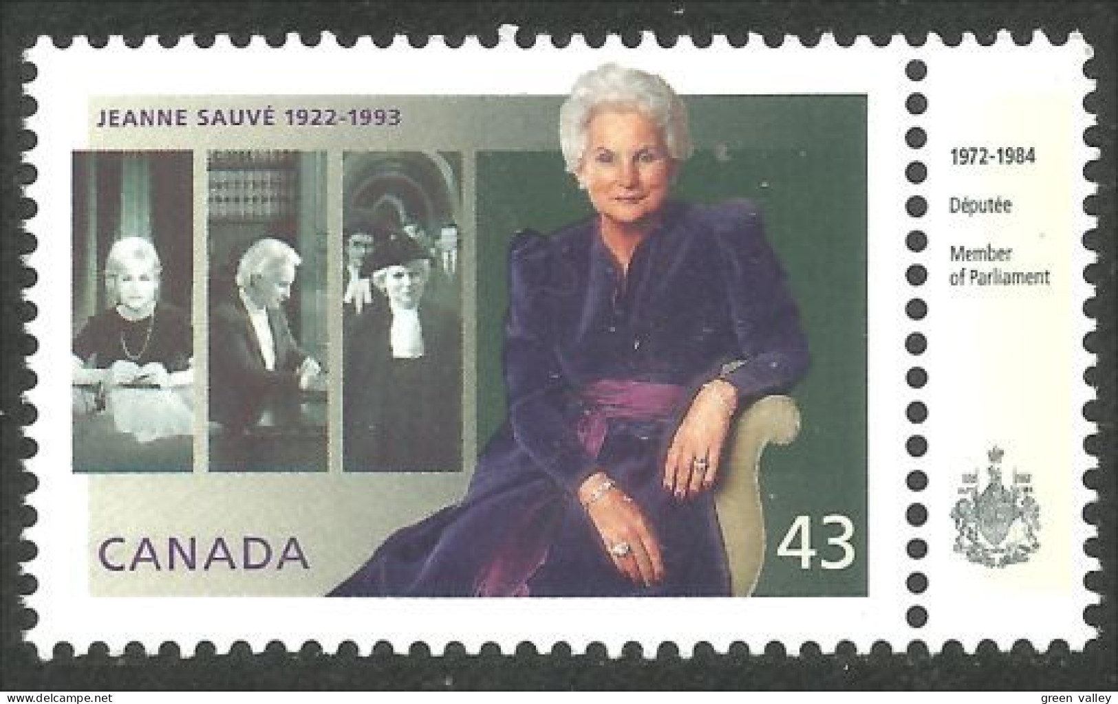 Canada Jeanne Sauvé Députée Member Parliament Armoiries Coat Arms MNH ** Neuf SC (C15-09mp) - Timbres