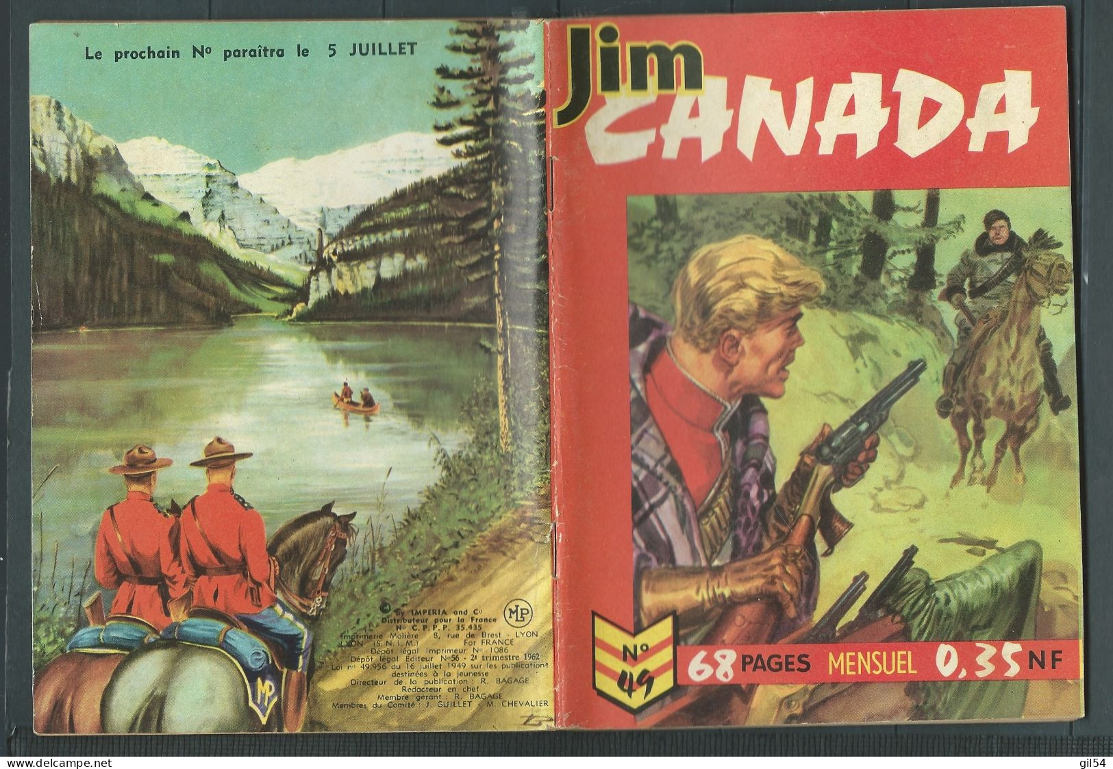 Jim Canada N° 49 - Mensuel  "  Les Mauvais Anges     " - D.L.  2è Trimestre 1962 - Tex1102 - Small Size
