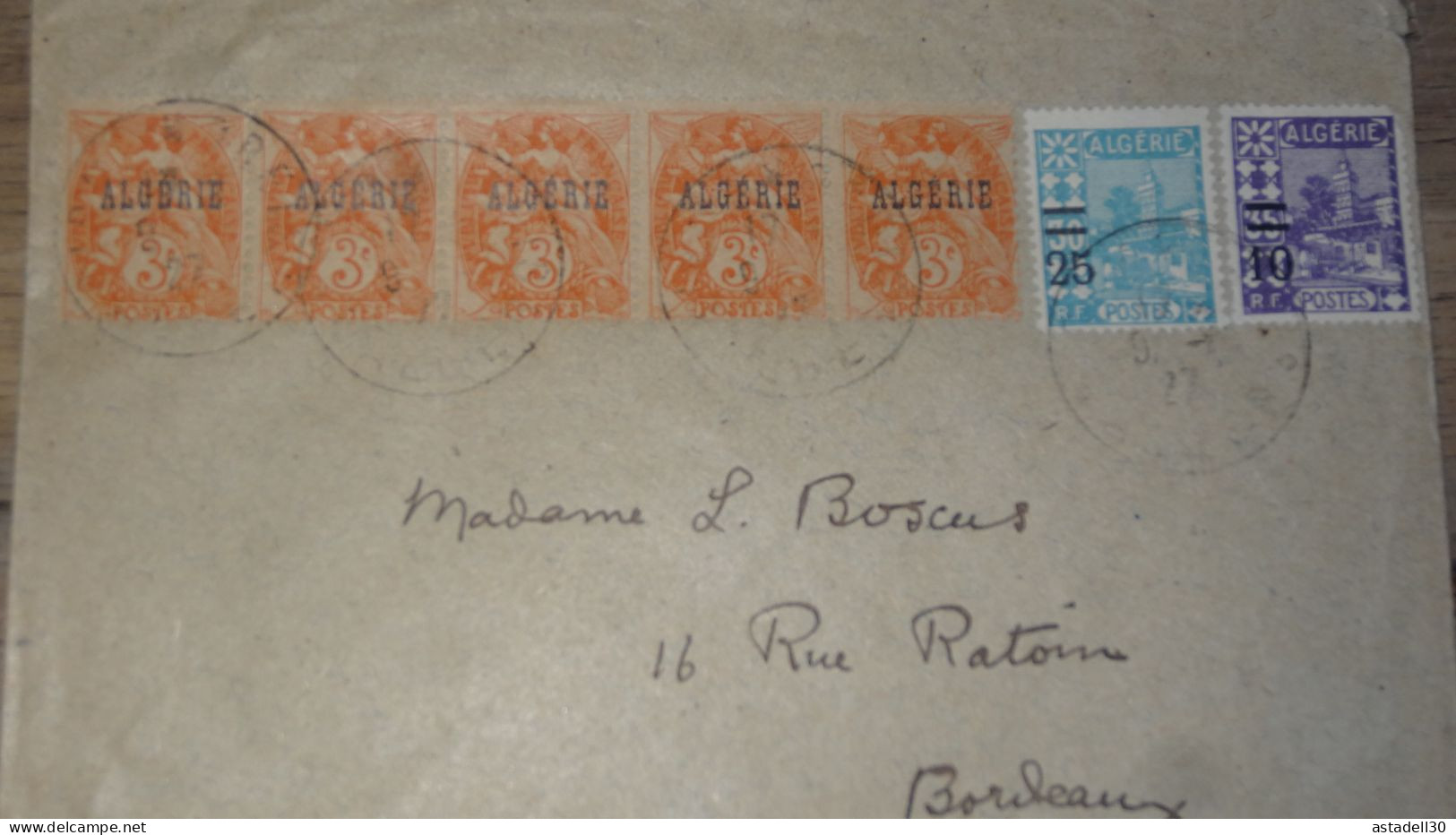 Enveloppe ALGERIE,  Alger 1927  ............ Boite1.......... 240424-21 - Covers & Documents