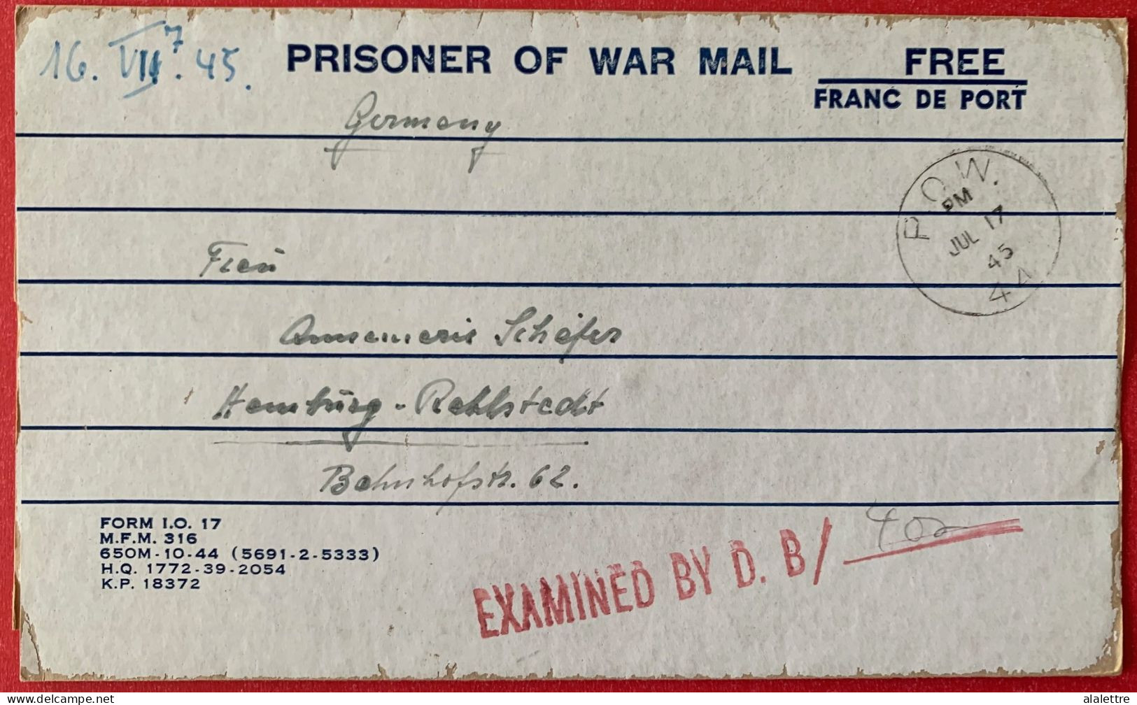 1942 CANADA P.O.W. Camp 44  Prisoner Of War Censored Letter Card  Adressée En Allemagne - Briefe U. Dokumente