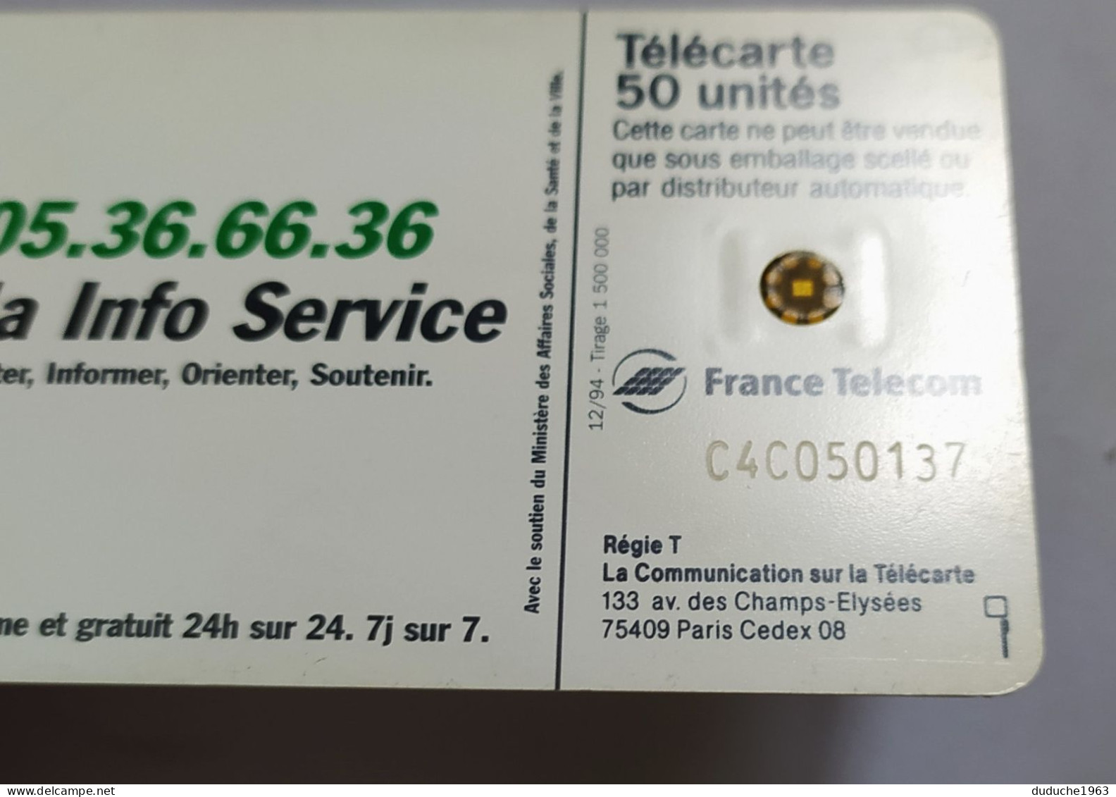 Télécarte France - Sida Info Service - Unclassified