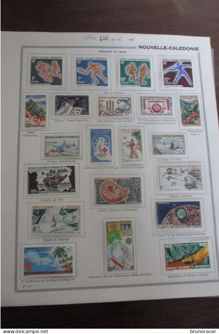 LOT Nelle CALEDONIE ANNEES 60 POSTE ET POSTE AERIENNE SUR 6 PAGES D'ALBUM NEUF* COTE 580 EUROS  VOIR SCANS - Unused Stamps