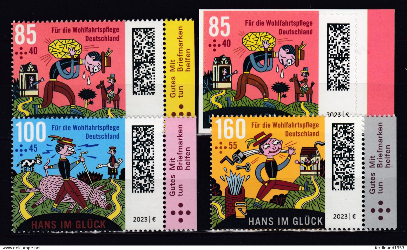 BRD 2023 Mi.3745-3747+3750-SK Postfrische** Lot „Hans Im Glück-Grimms Märchen“ MNH - Ungebraucht