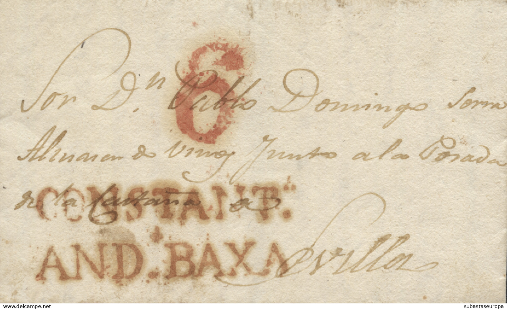 D.P. 25. 1836 (18 DIC). Carta De Lora Del Río A Sevilla. Marca De Constantina Nº 2R. Porteo "6". Bonita. - ...-1850 Vorphilatelie