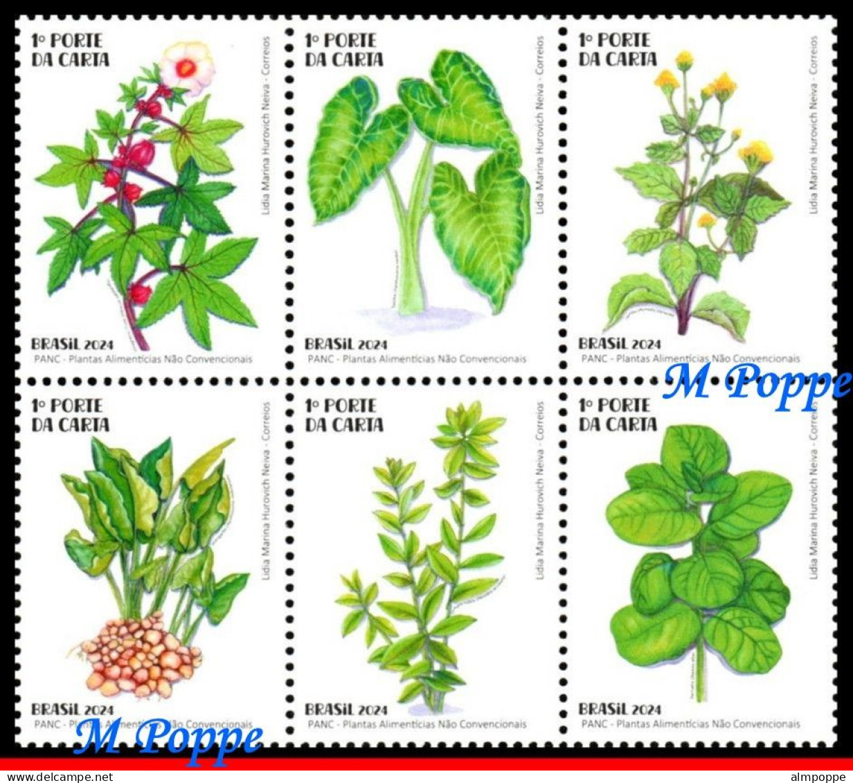 Ref. BR-V2024-03 BRAZIL 2024 - UNCONVENTIONAL FOOD PLANTS, PANC, FLOWERS & PLANTS, SET MNH, 6V, SET MNH - Ungebraucht