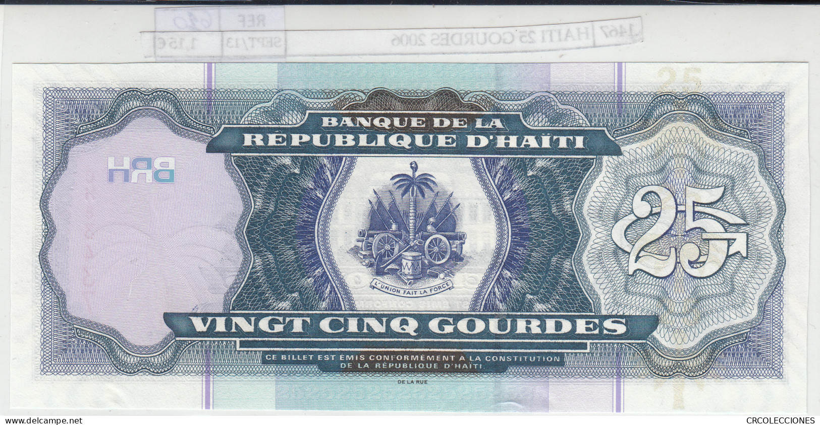 BILLETE HAITI 25 GOURDES 2006 P-266c  - Other - America