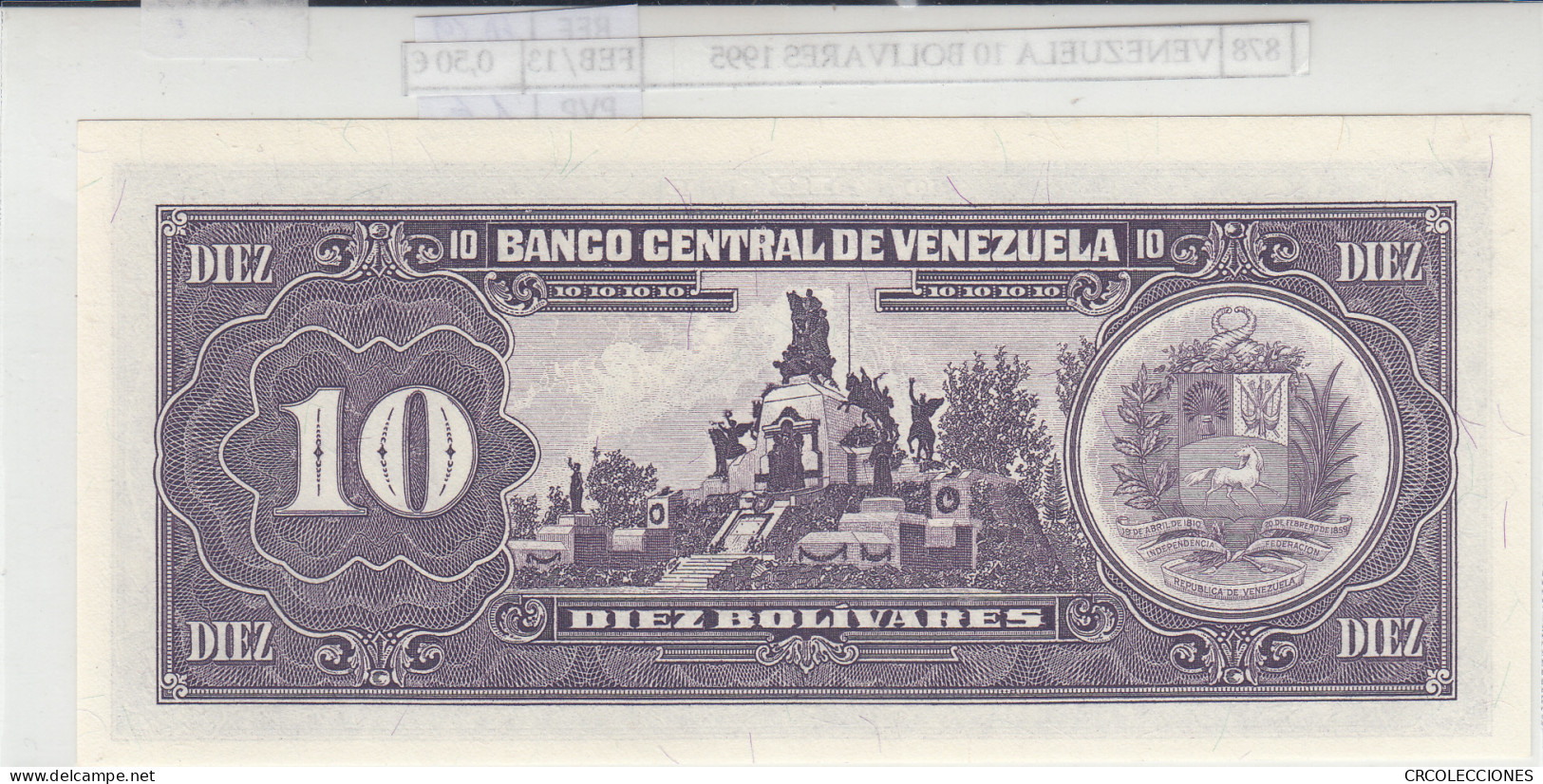 BILLETE VENEZUELA 10 BOLIVARES 1995 P-61d - Autres - Amérique