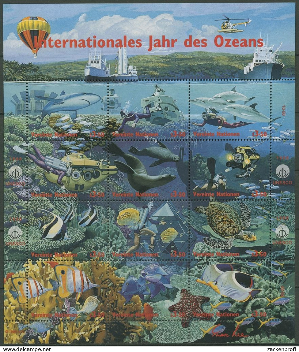 UNO Wien 1998 Int. Jahr Des Ozeans 252/63 ZD-Bogen Postfrisch (C14195) - Blocs-feuillets