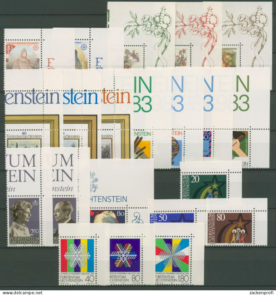 Liechtenstein 1983 Jahrgang Ecke Oben Rechts Komplett Postfrisch (SG14624) - Full Years