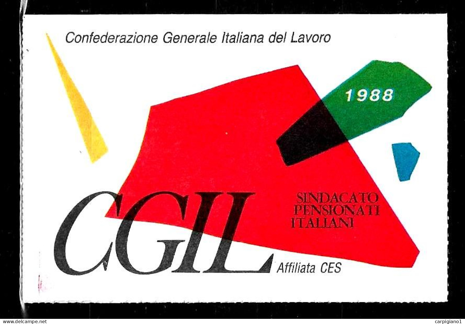 1988 Tessera Sindacato CGIL Confederazione Generale Italiana Del Lavoro - Lidmaatschapskaarten
