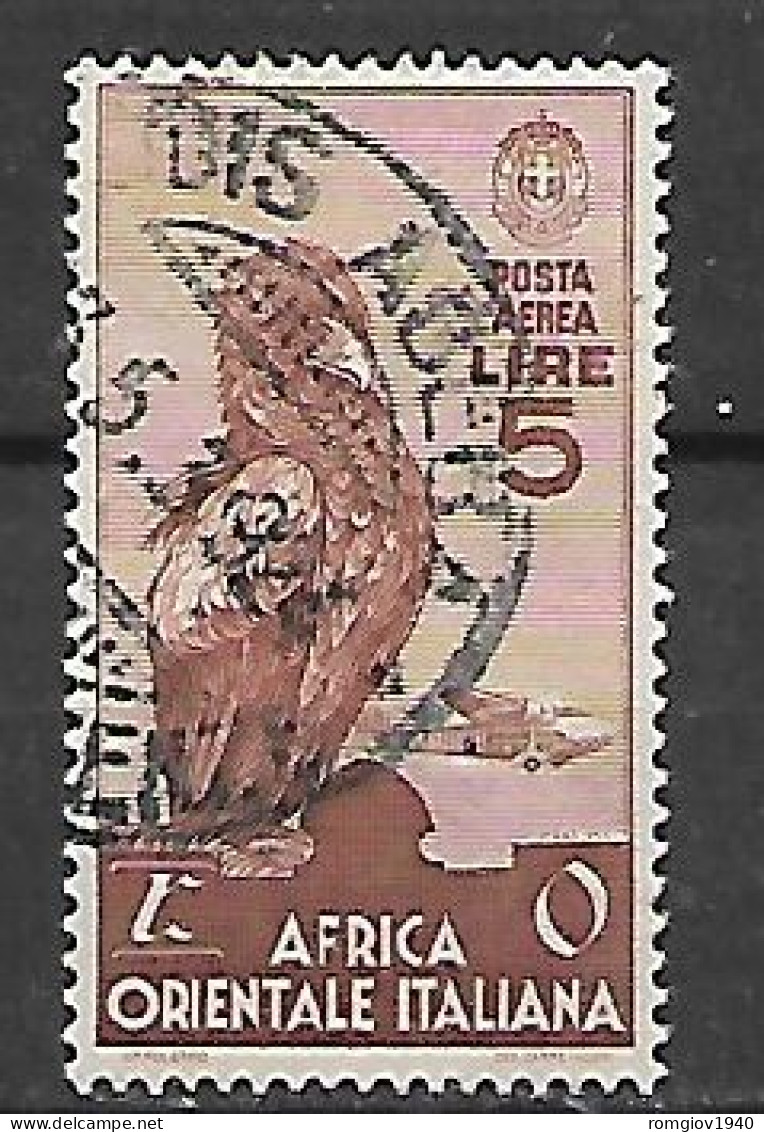 COLONIA ITALIANA  A.O.I. 1938  POSTA AEREA   SOGGETTI VARI SASS   9   USATO VF - Afrique Orientale Italienne