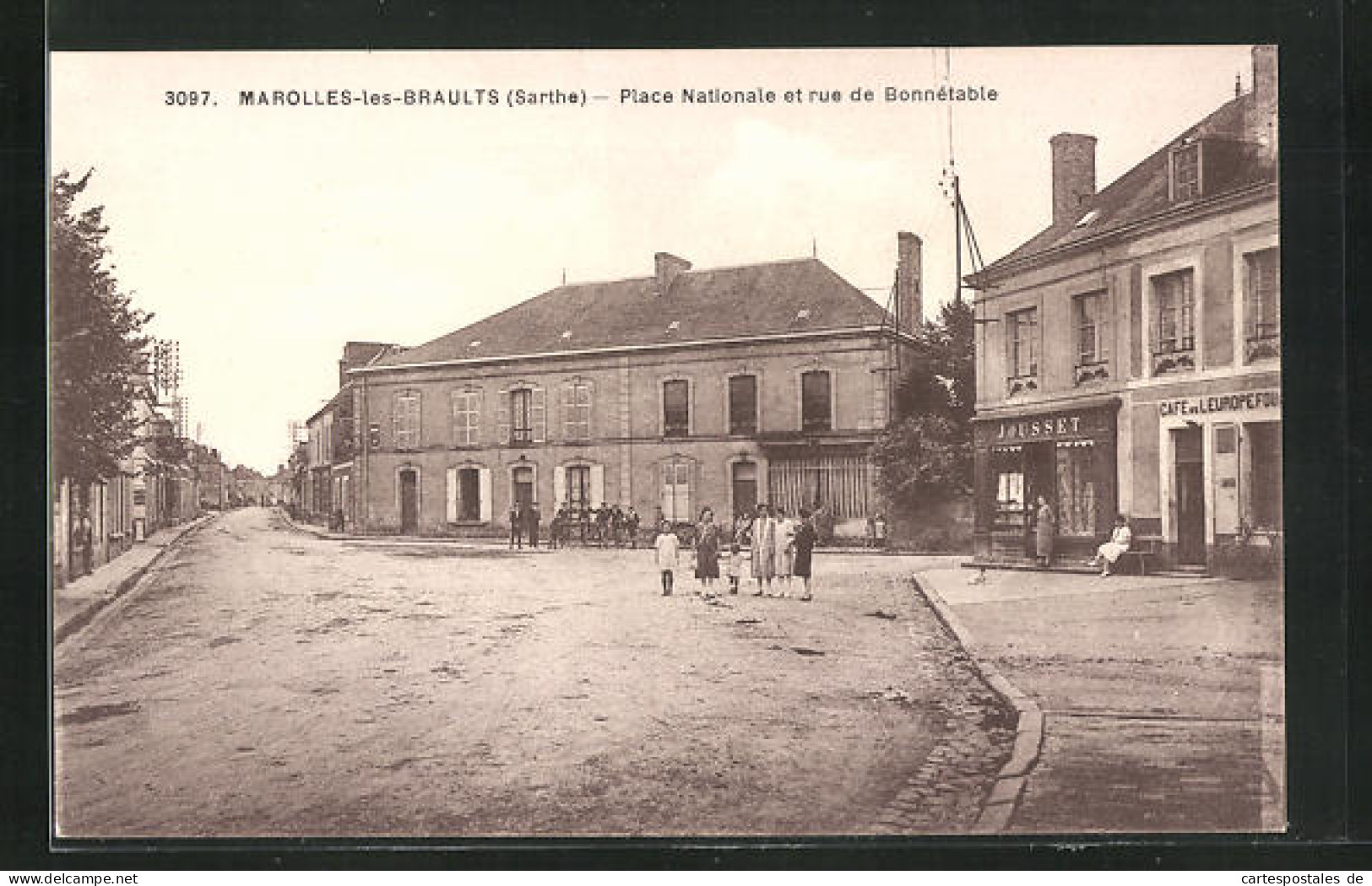 CPA Marolles-les-Braults, Place Nationale Et Rue De Bonnétable  - Marolles-les-Braults