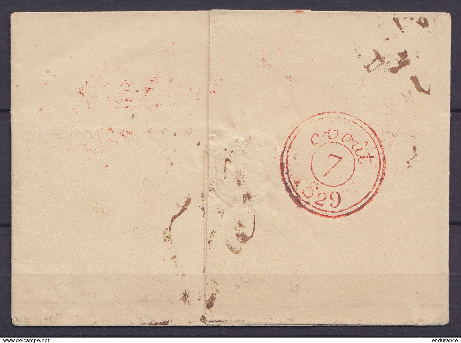 LSC (sans Texte) Càd LUIK /4 AUG Pour PARIS - Griffes "Na Posttijd" & "L.P.B.2.R" [PAYS-BAS PAR VALENCIENNES] - Port "33 - 1815-1830 (Hollandse Tijd)