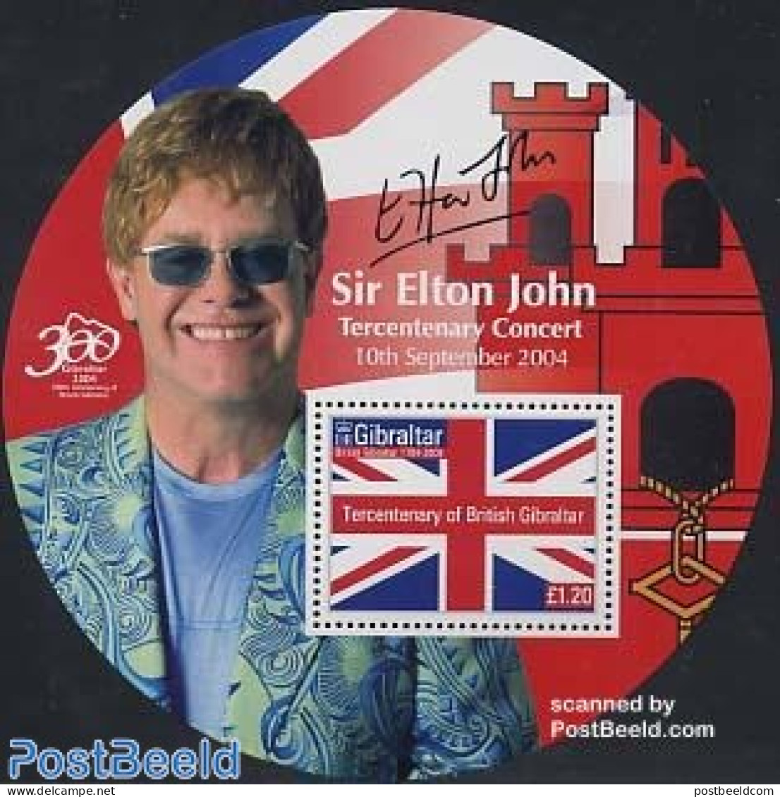 Gibraltar 2004 Elton John Concert S/s, Mint NH, History - Performance Art - Various - Flags - Music - Popular Music - .. - Música