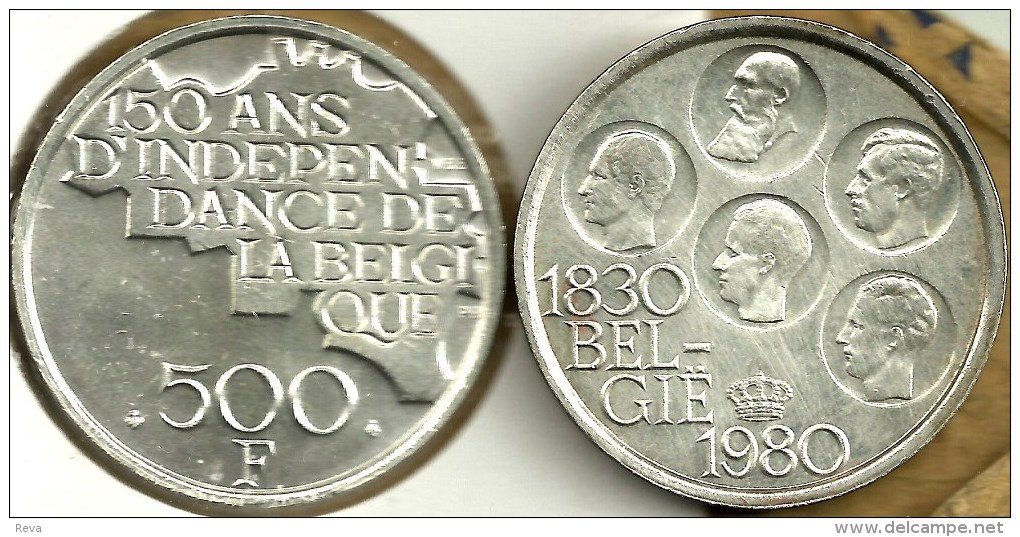 BELGIUM DUTCH 500 FRANCS 150 YEARS IND. MAP FRONT 5 KINGS BACK 1980 AG SILVER EF KM162 READ DESCRIPTION CAREFULLY !!! - 500 Francs