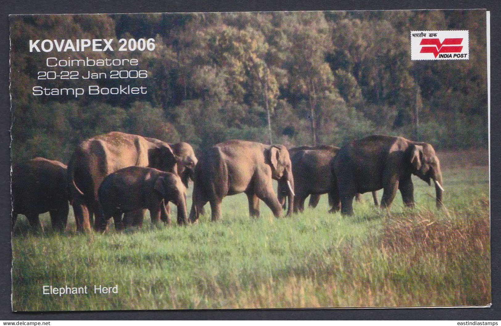 Inde India 2006 Mint Stamp Booklet Elephant Herd, Kovaipex, Stamp Exhibition, Elephants, Animal, Animals - Andere & Zonder Classificatie