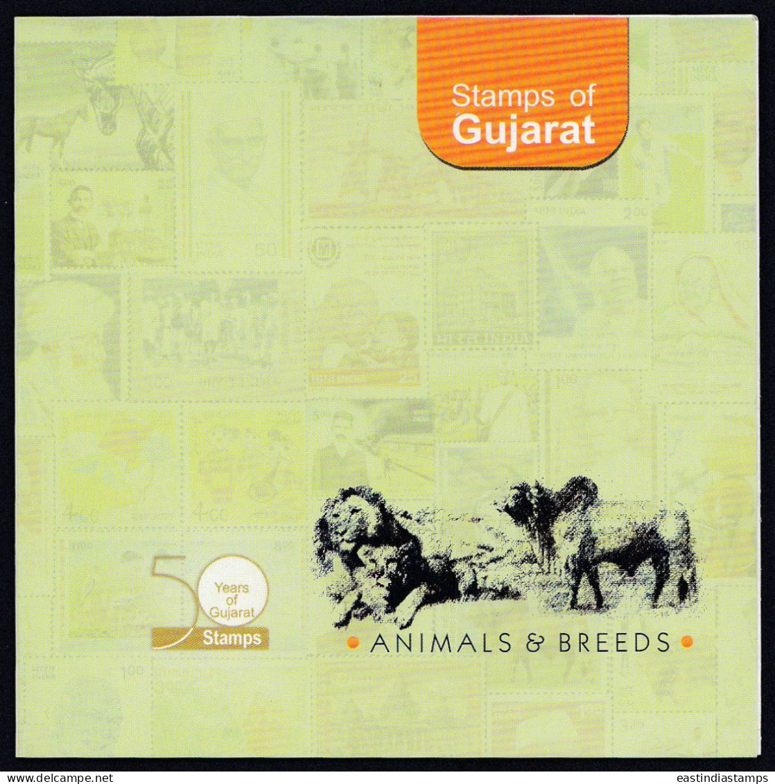 Inde India 2009 Mint Stamp Booklet Stamps Of Gujarat, Animals, Gir Lion, Gaur Buffalo, Wildlife, Wild Life - Autres & Non Classés
