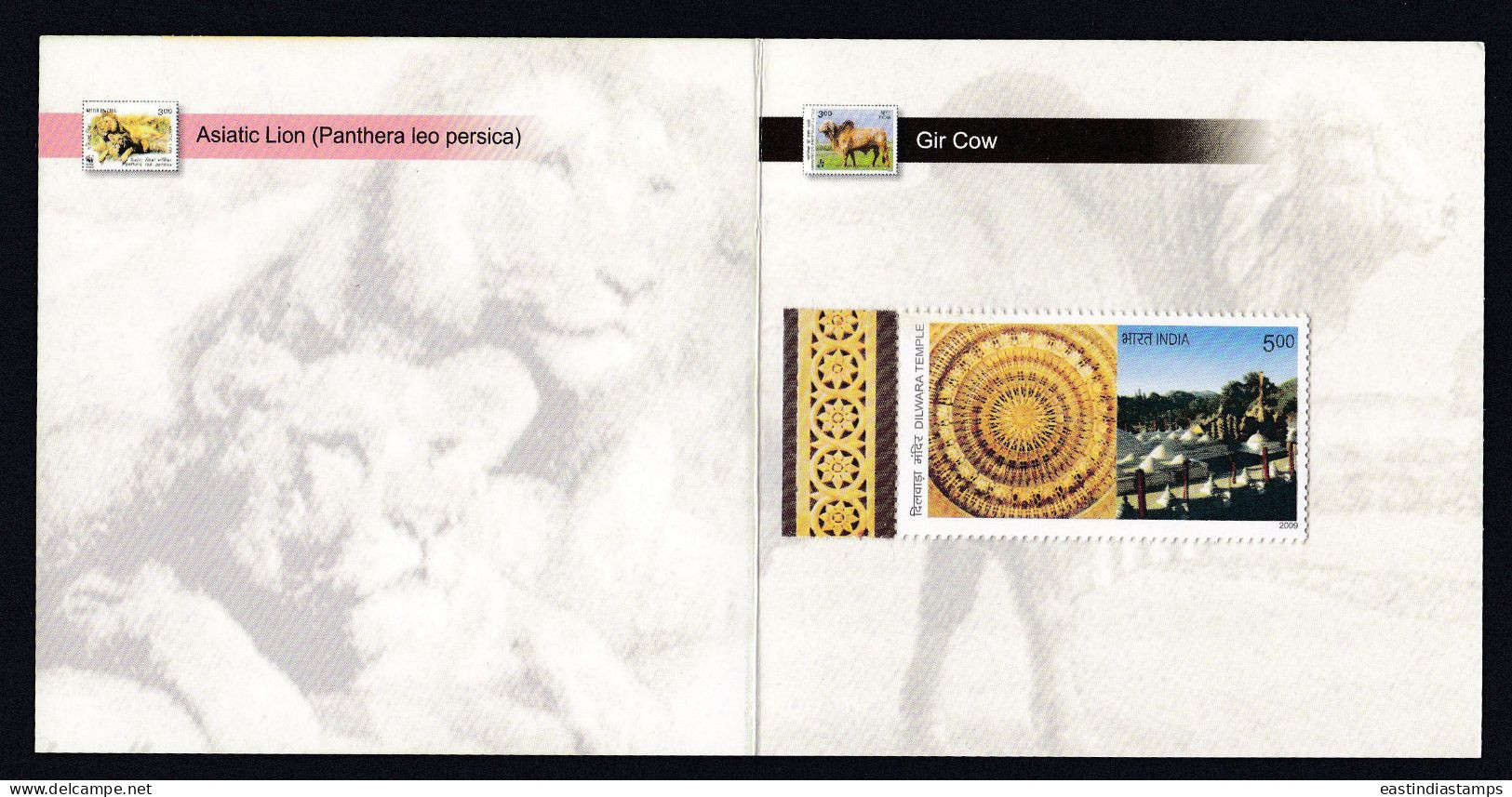 Inde India 2009 Mint Stamp Booklet Stamps Of Gujarat, Animals, Gir Lion, Gaur Buffalo, Wildlife, Wild Life - Autres & Non Classés