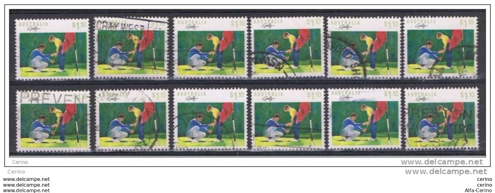 AUSTRALIA:  1989  SPORTS  -  1 D.10  GOLF  US. -  RIPETUTO  12  VOLTE  -  YV/TELL. 1106 G - Usati