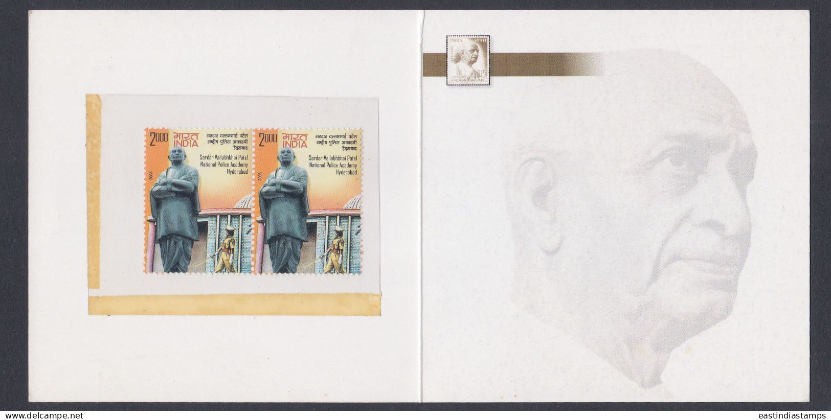 Inde India 2008 Mint Stamp Booklet Sardar Vallabhbhai Patel, Indian Independence Leader, Politician - Other & Unclassified