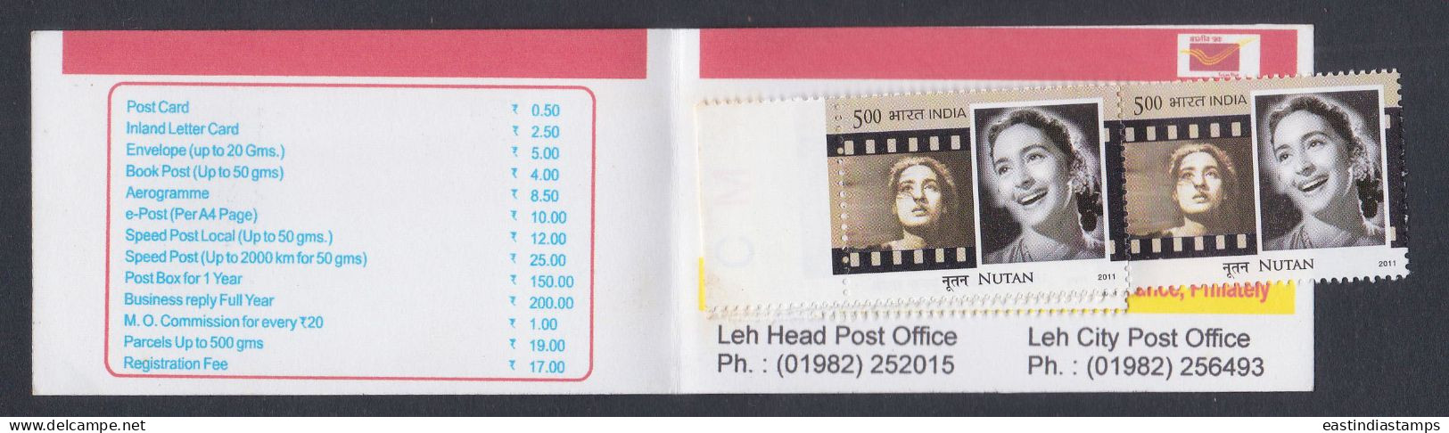 Inde India 2012 Mint Stamp Booklet Indian Ladakh International Film Festival, Cinema, Films, Art, Arts, Mountain - Other & Unclassified