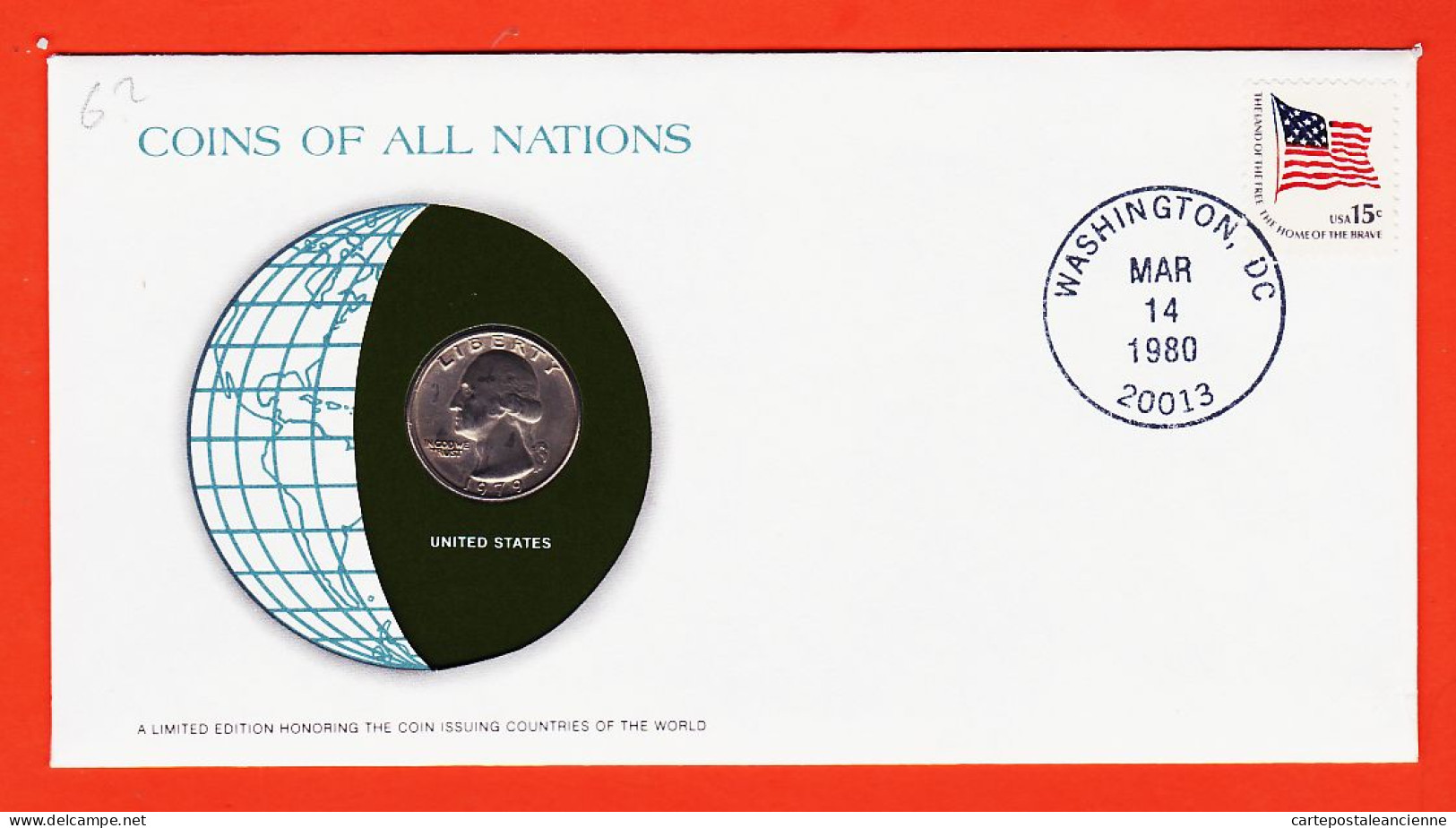 30435 / ⭐ UNITED STATES Quater Dollar USA 1979 COINS NATIONS Limited Edition Enveloppe Numismatique Numisletter Numiscov - Autres & Non Classés