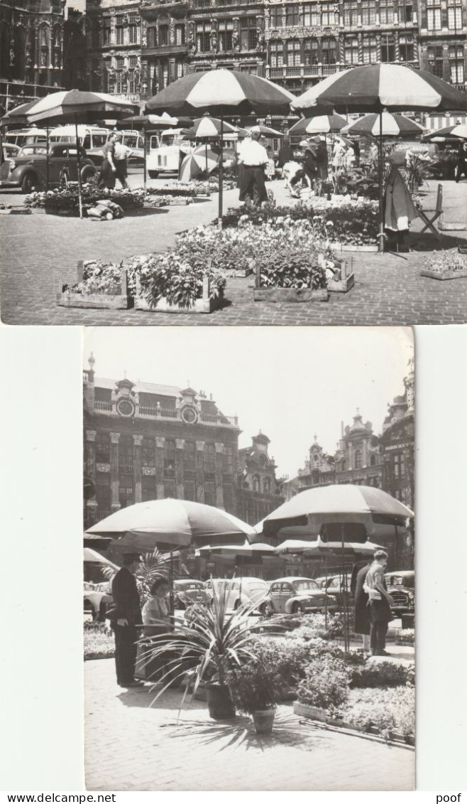 2 X Brussel : Bloemenmarkt Op De Grote Markt --- 2 Cp ( Fotokaarten ) - Markets