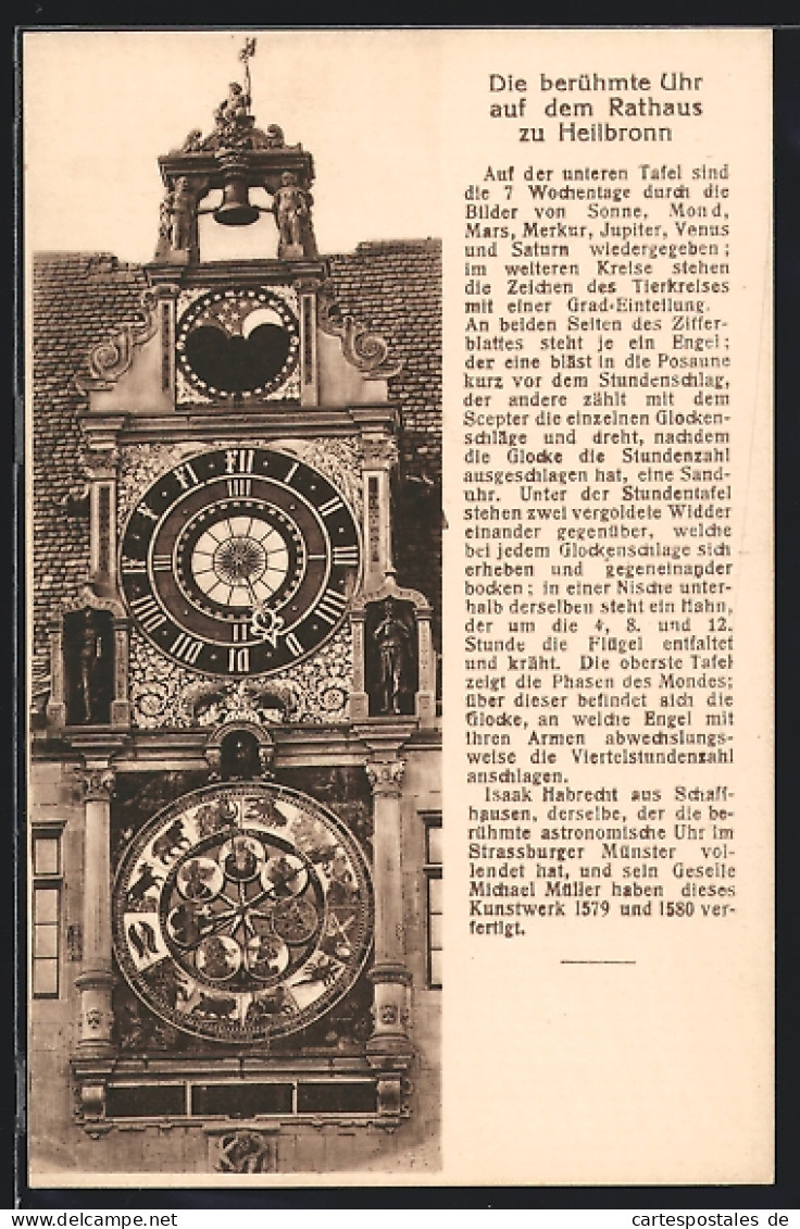 AK Die Uhr Auf Dem Rathaus Zu Heilbronn  - Astronomy