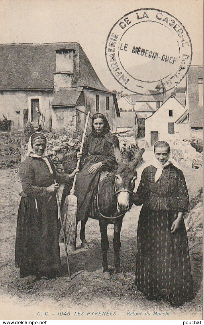 CE 29- LES PYRENEES - RETOUR DU MARCHE - PAYSANNES AVEC ANE - 2 SCANS - Europe