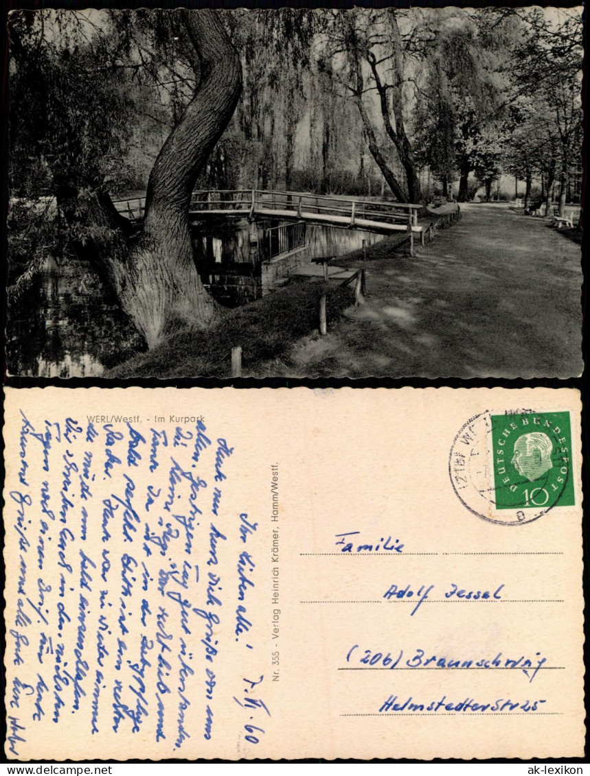 Ansichtskarte Werl (Westfalen) Kurpark, Brücke 1959 - Werl