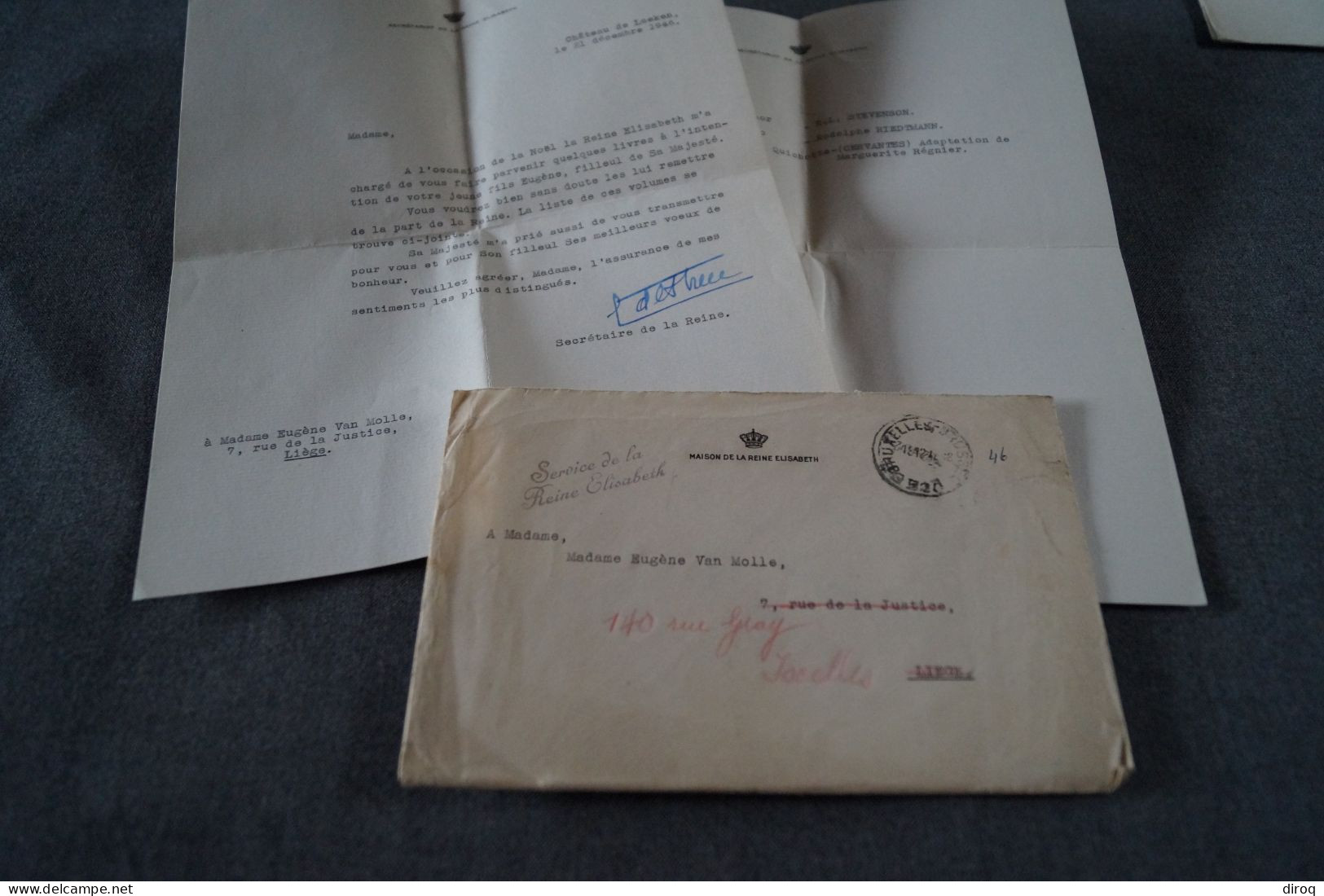 Courrier Original Du Palais Royal,1946 Avec Cachet De Cire - Familles Royales