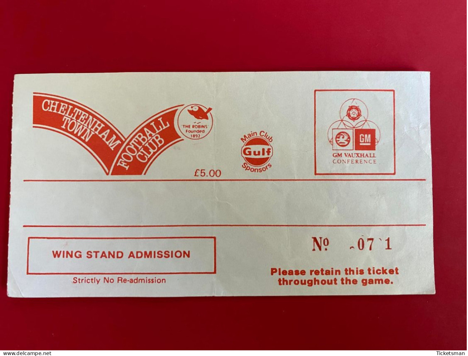 Football Ticket Billet Jegy Biglietto Eintrittskarte Cheltenham Town FC - No Game And Date - Eintrittskarten