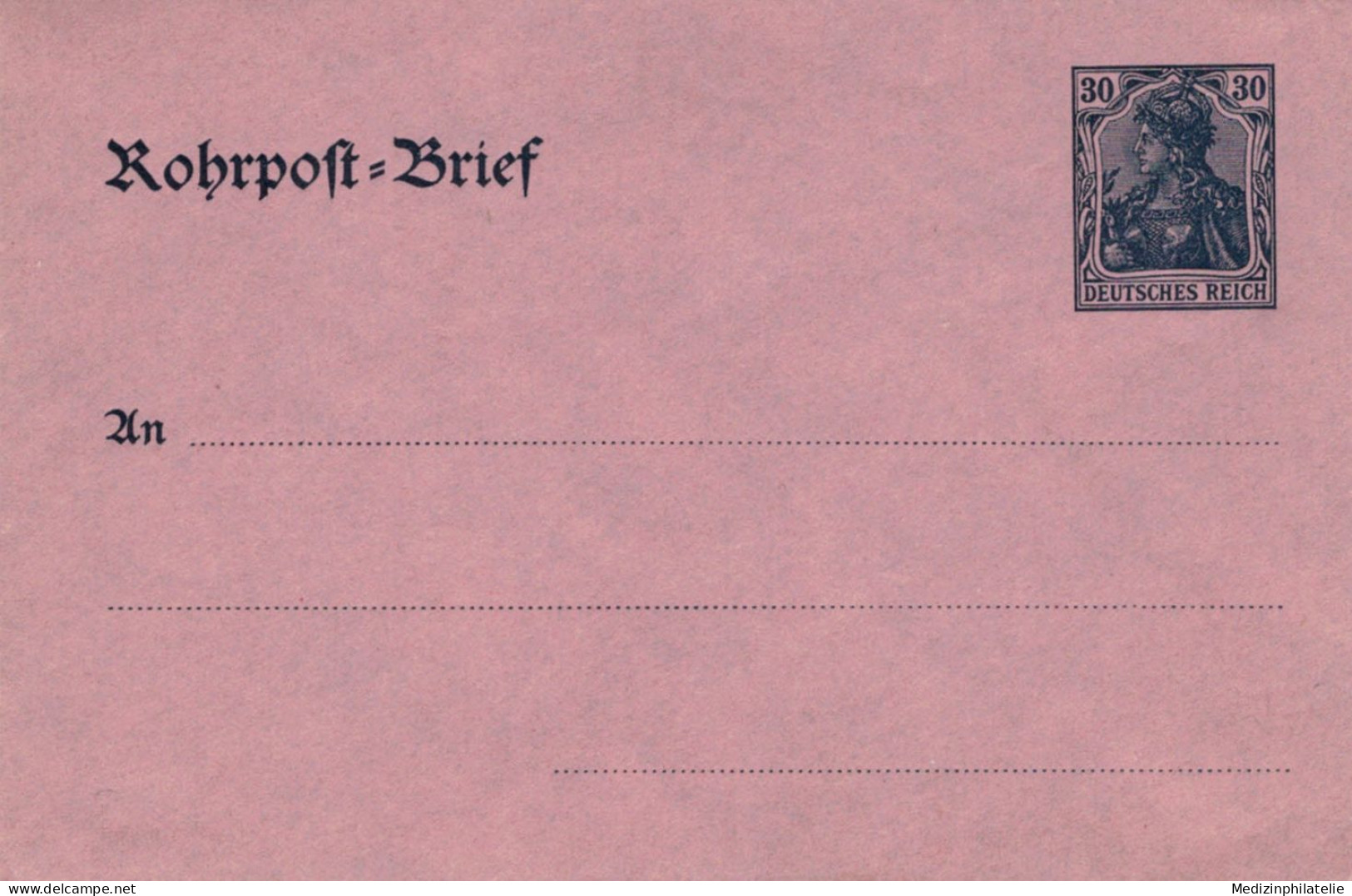 Rohrpost-Brief 30 Pf. Germania Glattes Papier - Ungebraucht - Enveloppes