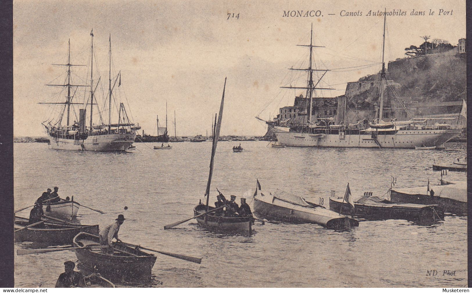 Monaco PPC Canots Automobiles Dans Le Port. Avril 1907 Courses De Canots Automobiles Vignette (2 Scans) - Covers & Documents