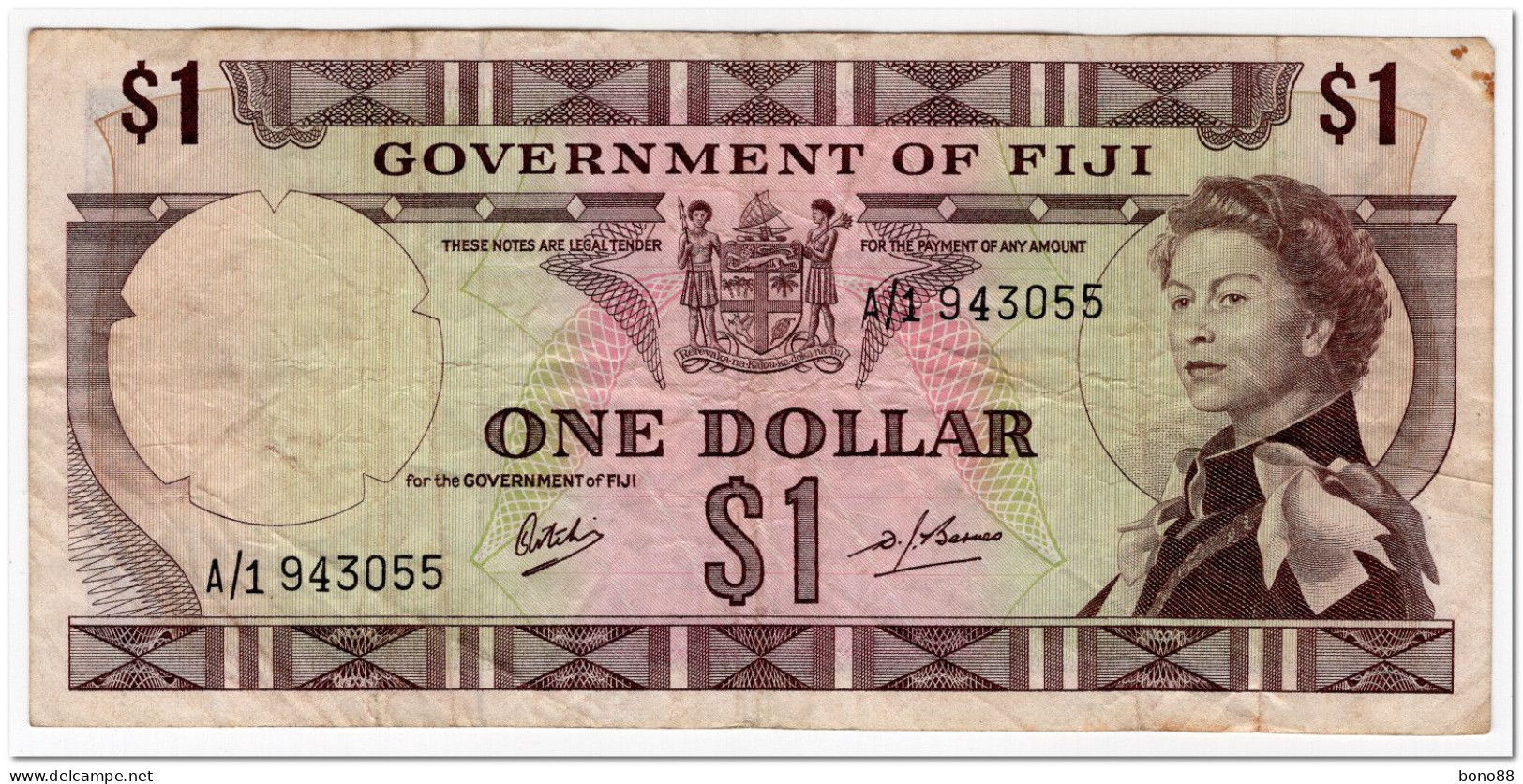 FIJI,1 DOLLAR,1969,P.59,F-VF - Figi