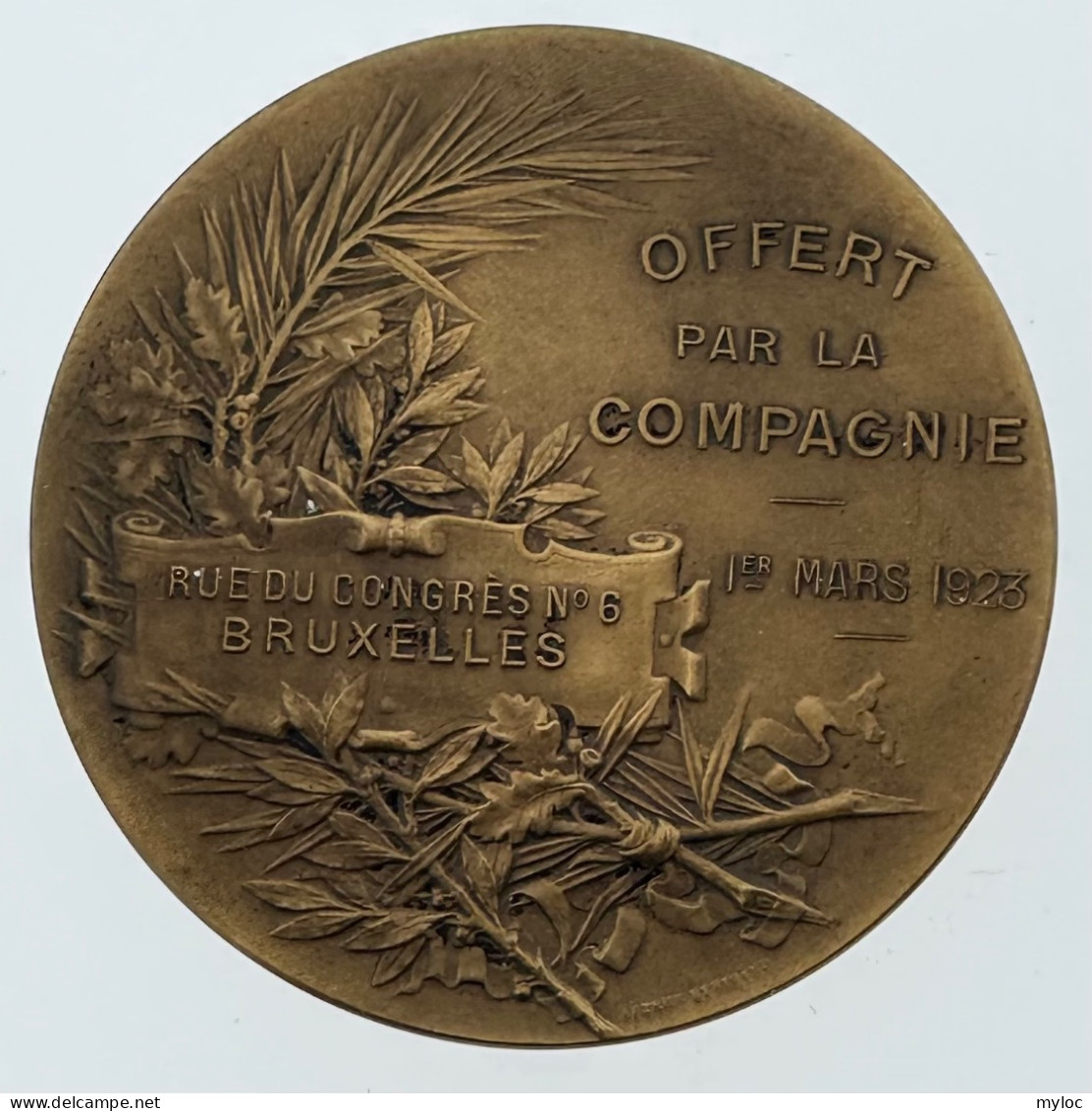 Médaille En Bronze. Compagnie D'assurances Générales Accidents Et Vol. 1 Mars 1923. Lamourdedieu. - Professionals / Firms