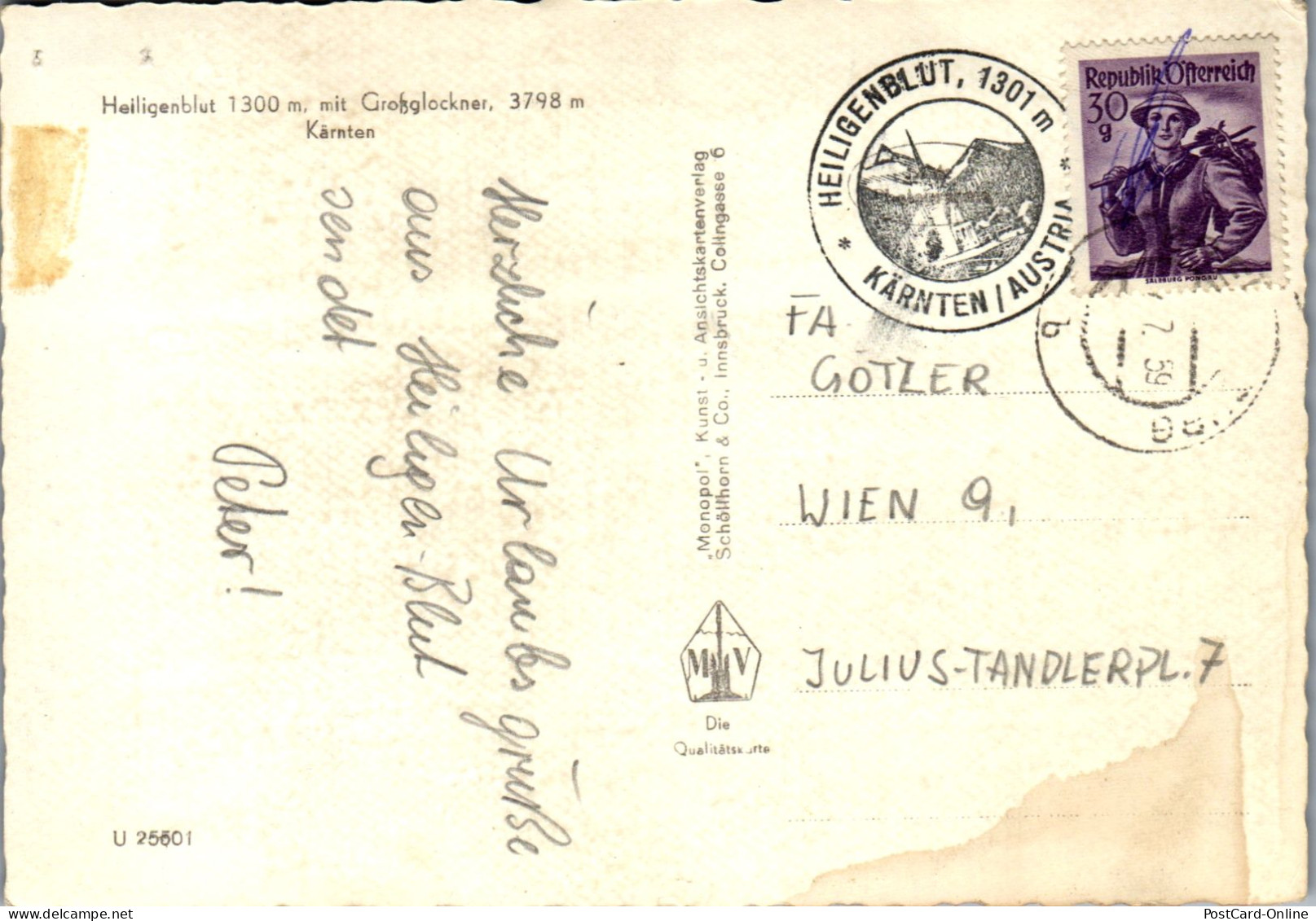 49658 - Kärnten - Heiligenblut , Mit Großglockner - Gelaufen 1959 - Heiligenblut